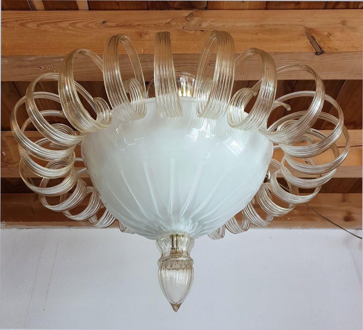 Weiße Murano Glas Einbauleuchte, Italien (Italienisch) im Angebot