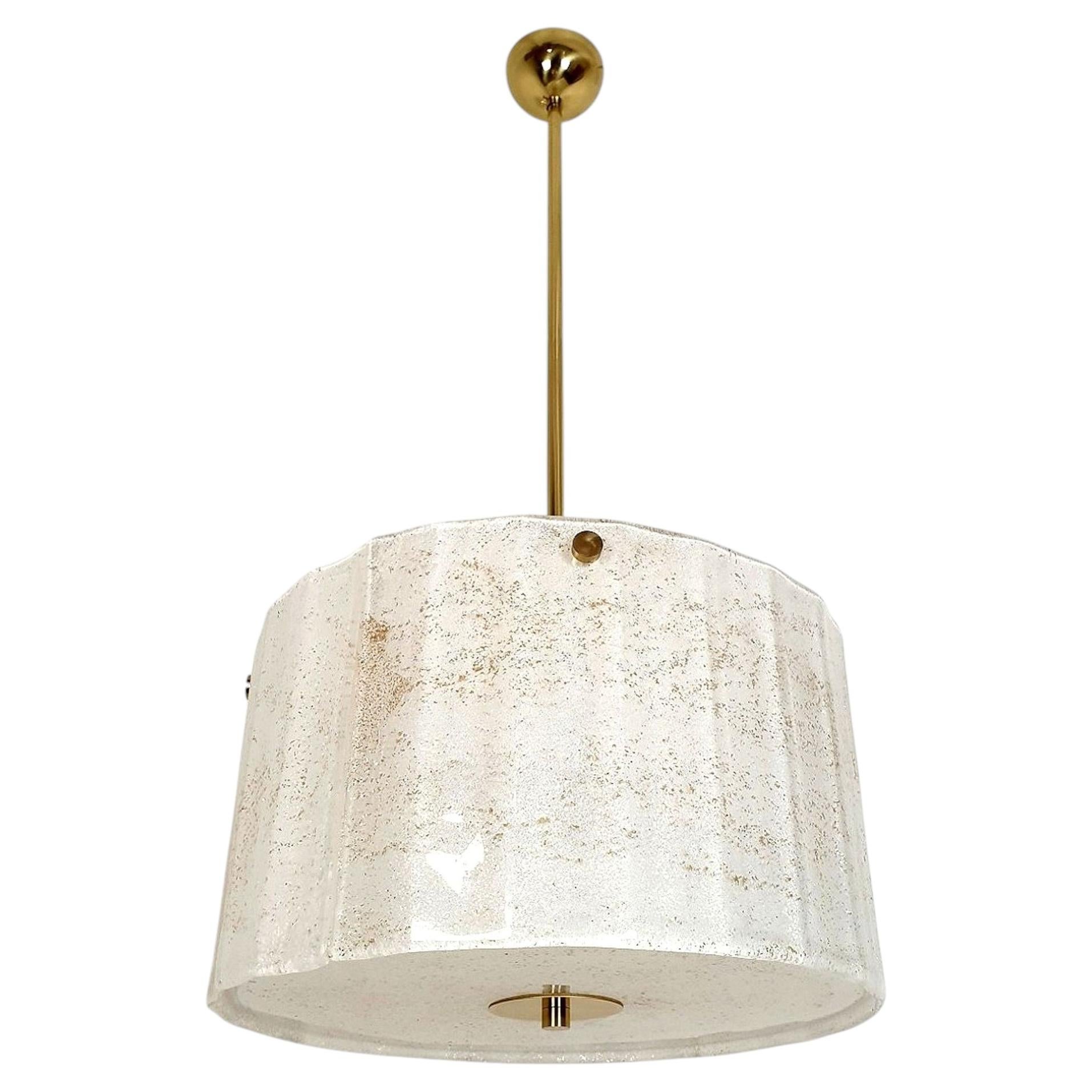 White Murano glass, mid century modern Drum chandelier