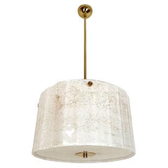 White Murano glass, mid century modern Drum chandelier