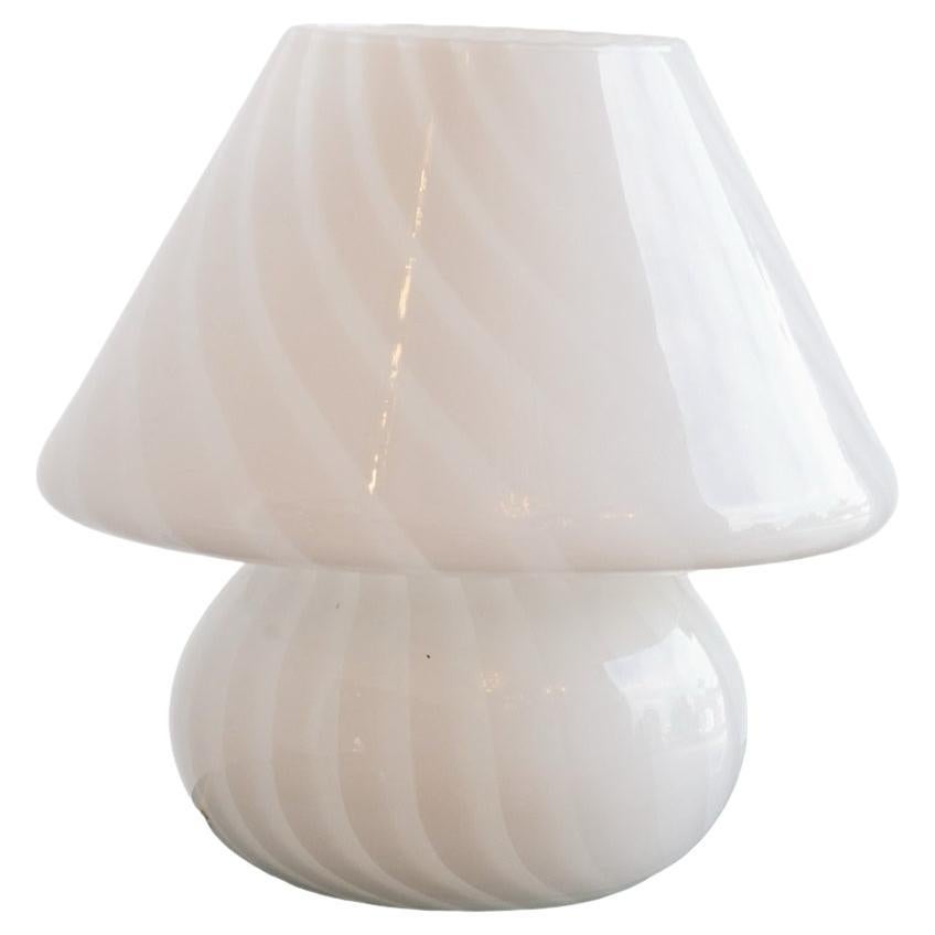 White Murano Glass Mushroom Table Lamp by Venini