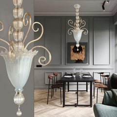 White Murano Glass Neoclassical Lantern