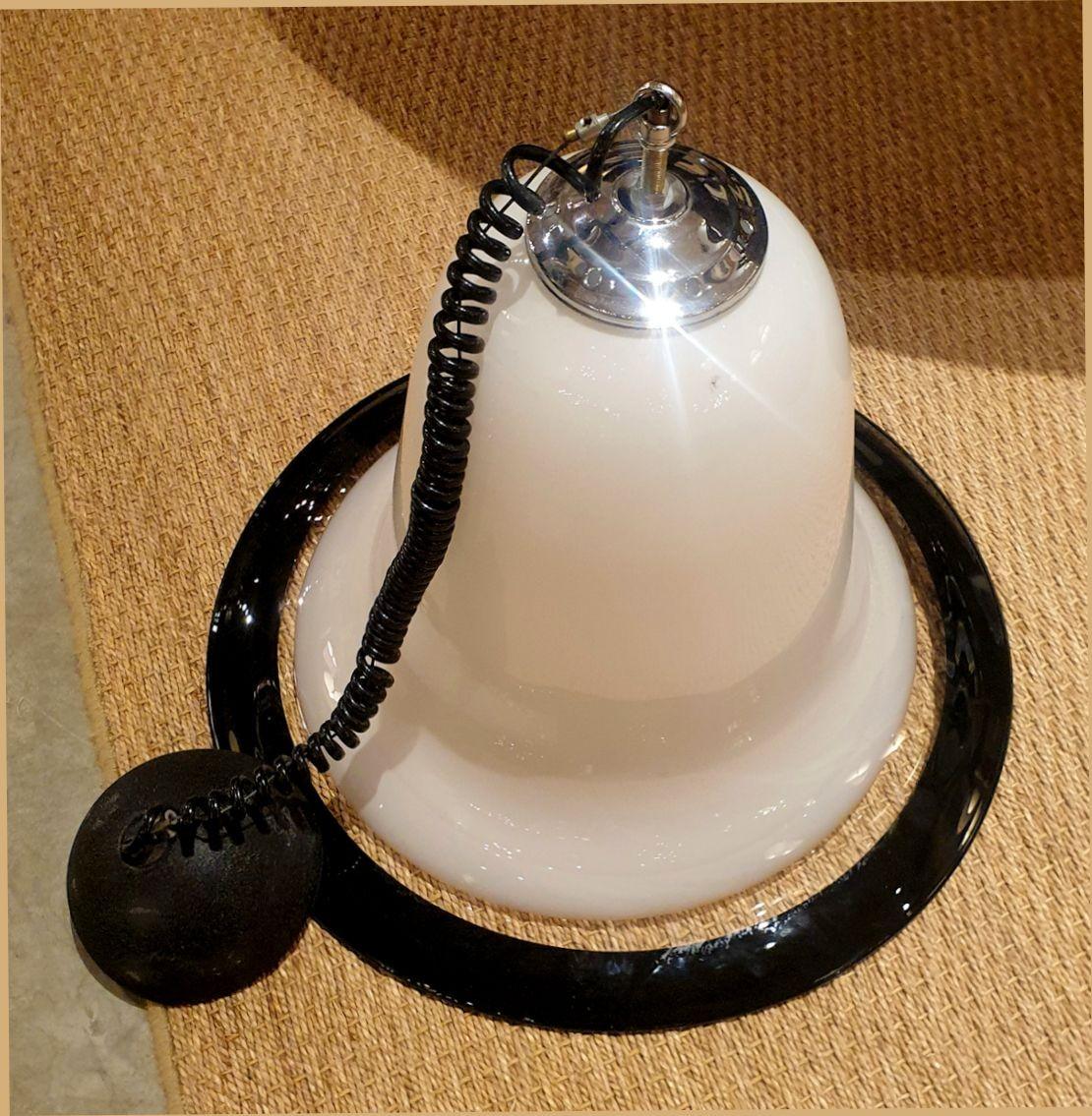Italian White Murano Glass Pendant Chandelier For Sale