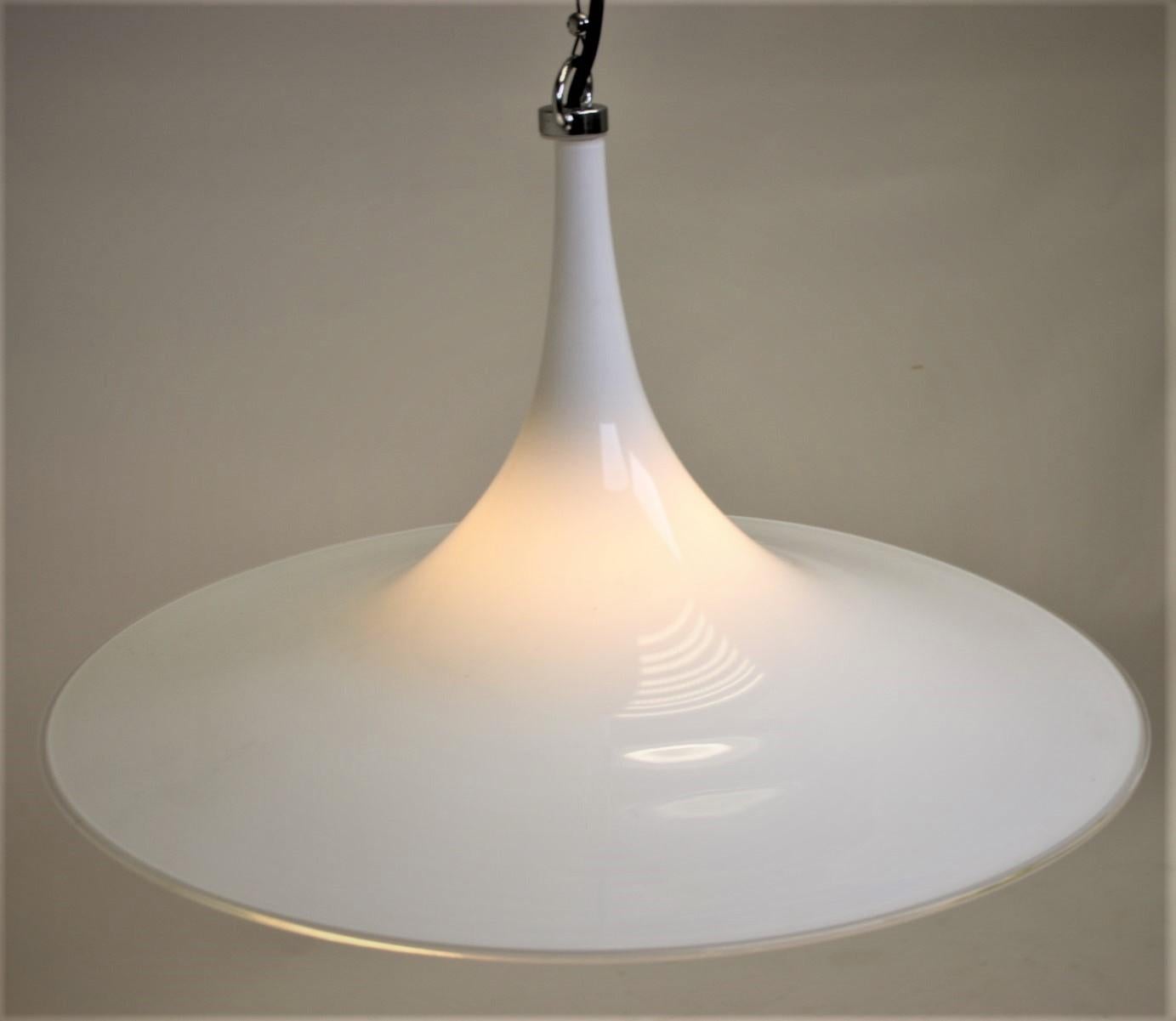 Mid-Century Modern White Murano Glass Pendant Lamp Vintage Retro