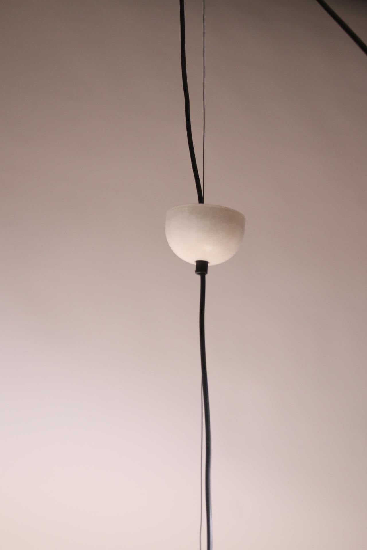 White Murano Glass Pendant Lamp Vintage Retro In Good Condition In Oostrum-Venray, NL
