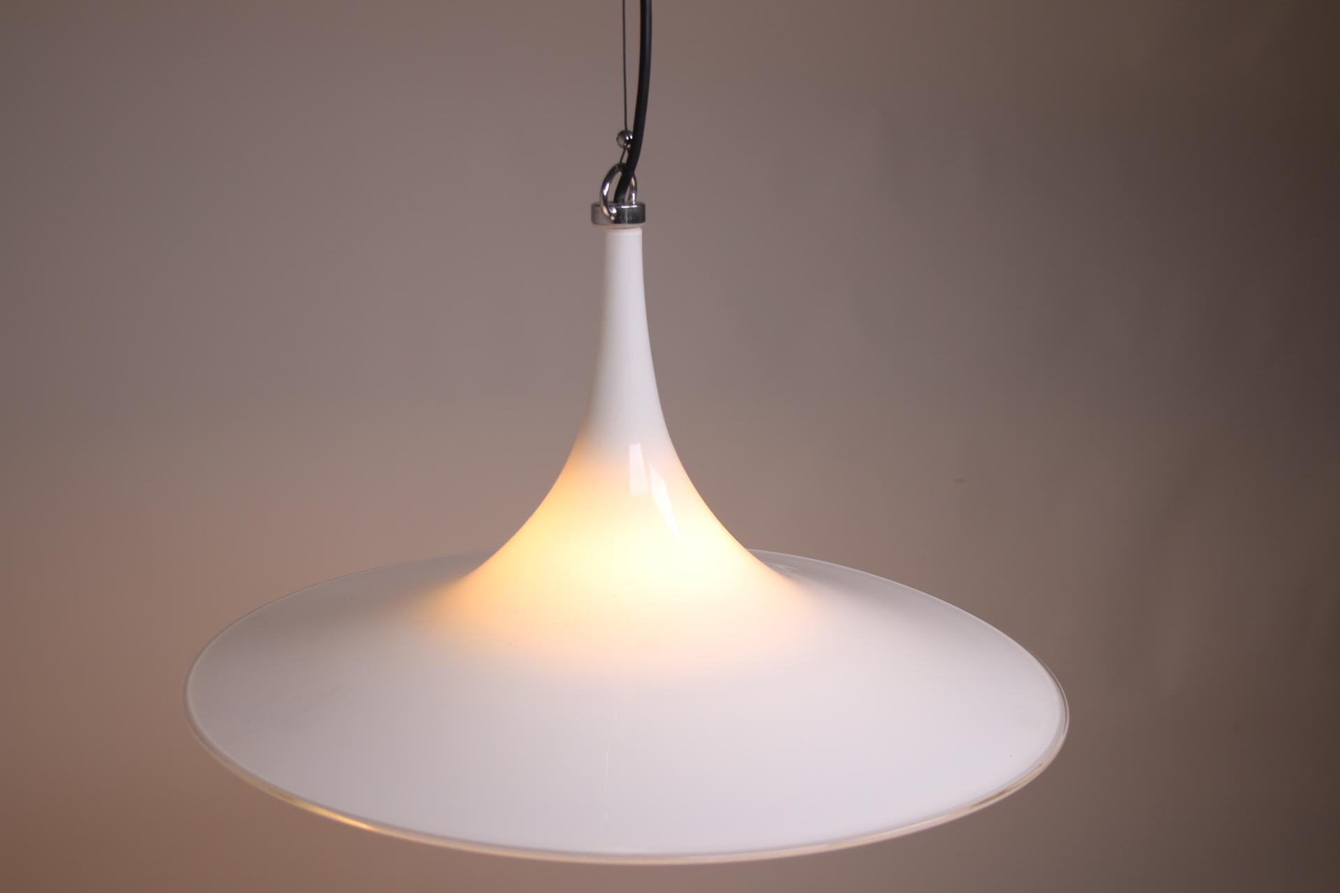 White Murano Glass Pendant Lamp Vintage Retro 1