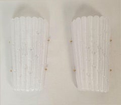 White Murano glass sconces, Italy - a pair
