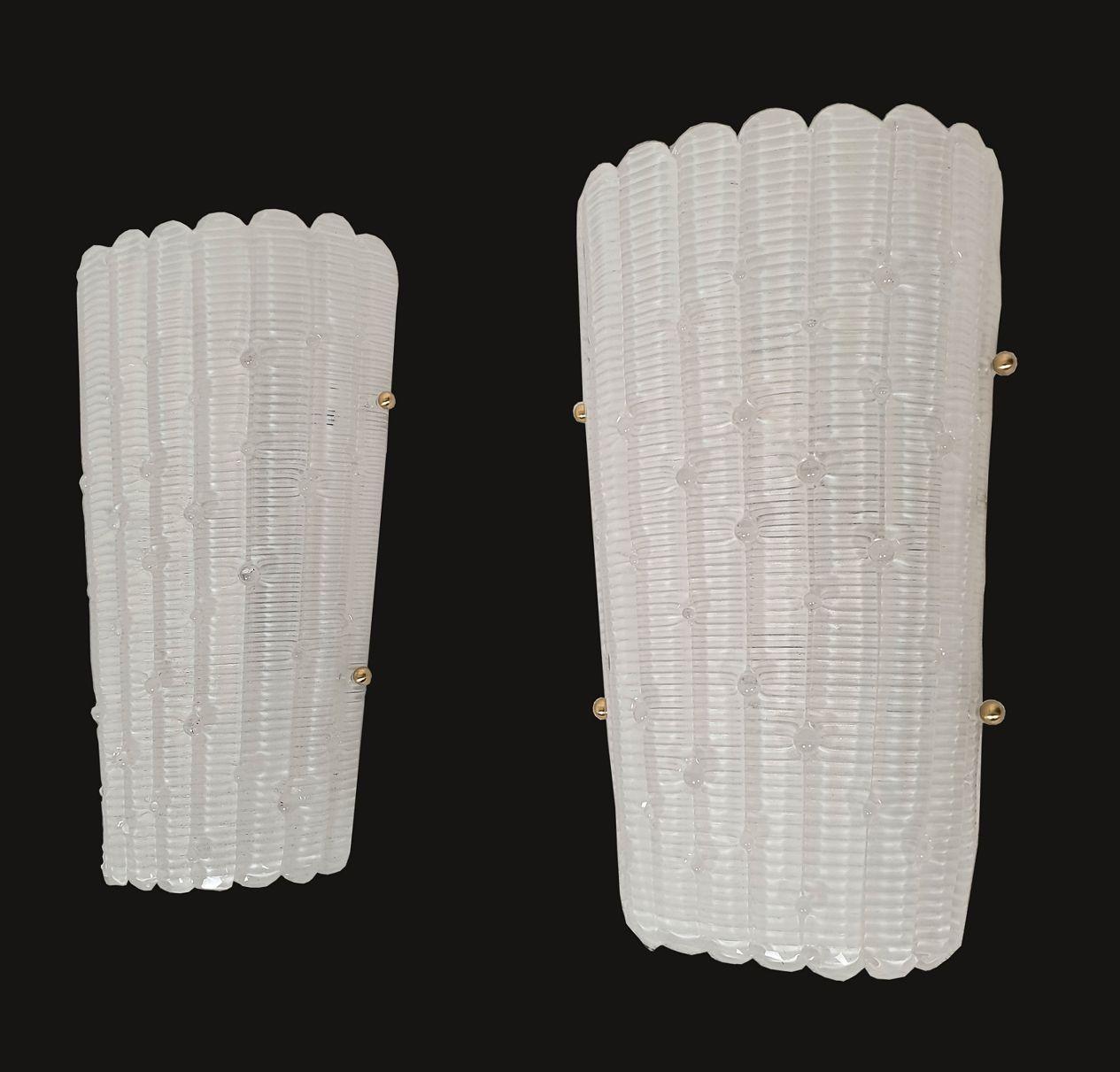 Italian White Murano glass sconces, Italy - a pair For Sale