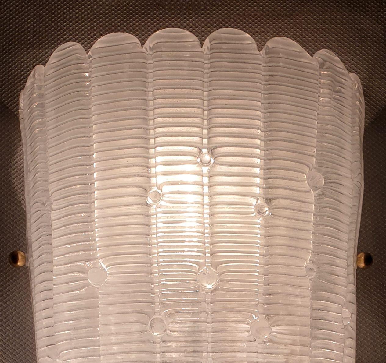 Late 20th Century White Murano glass sconces, Italy - a pair For Sale