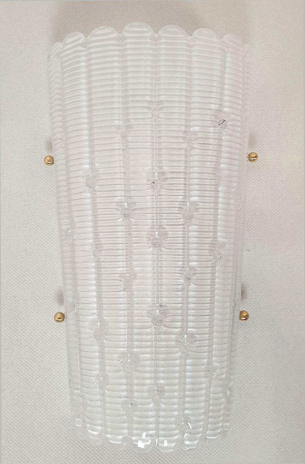 Murano Glass White Murano glass sconces, Italy - a pair For Sale