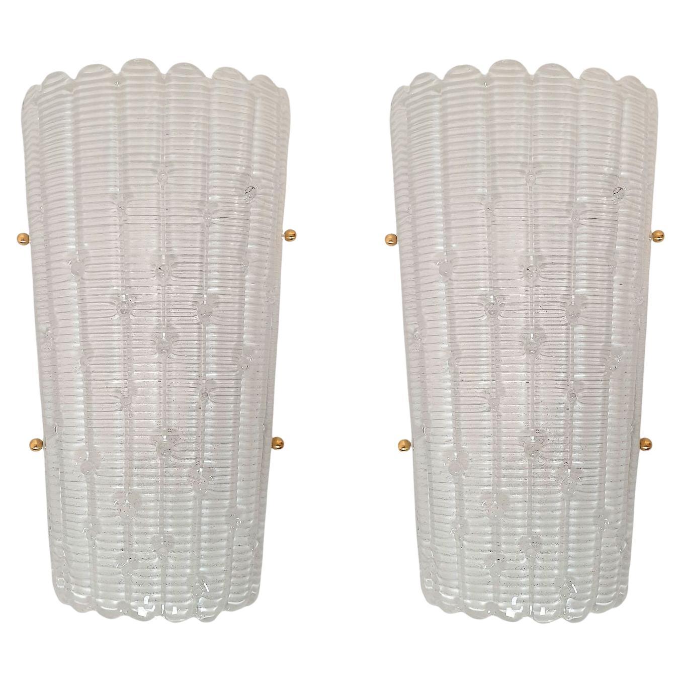 White Murano glass sconces, Italy - a pair