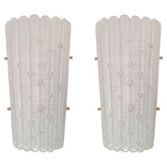 White Murano glass sconces, Italy - a pair