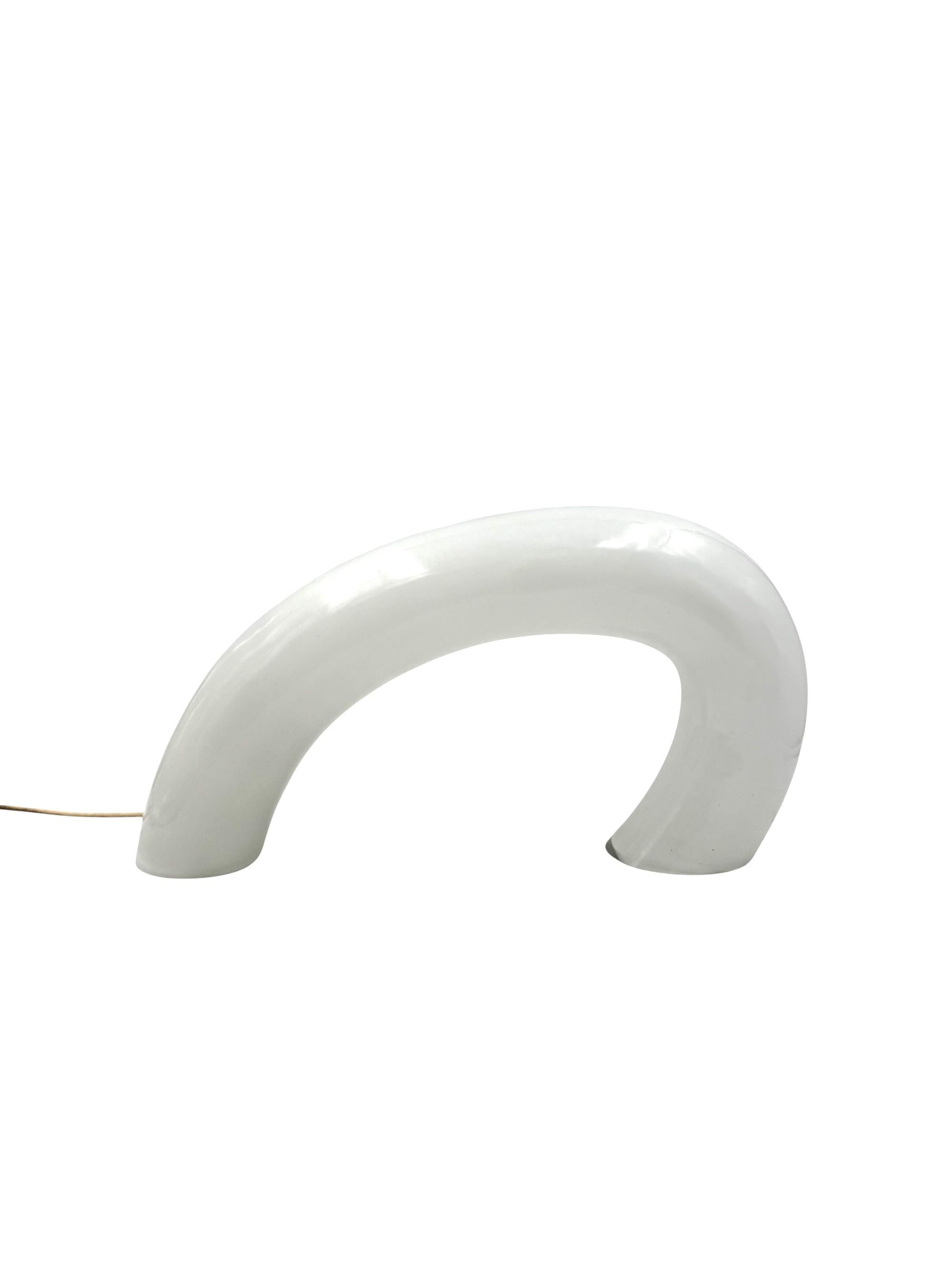 White Murano glass sculptural lamp, Barbini Italy 1970s en vente 3