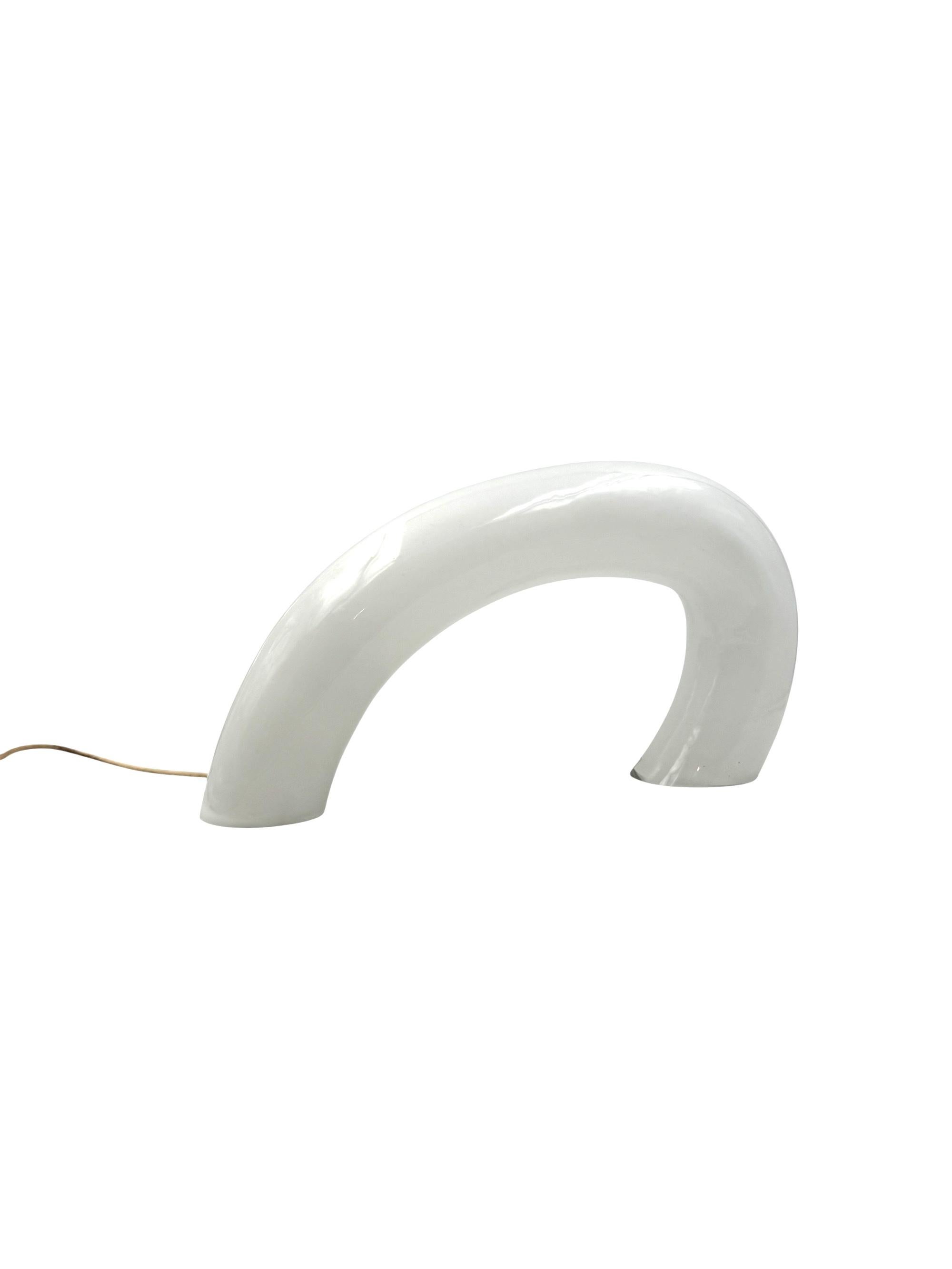 White Murano glass sculptural lamp, Barbini Italy 1970s en vente 4