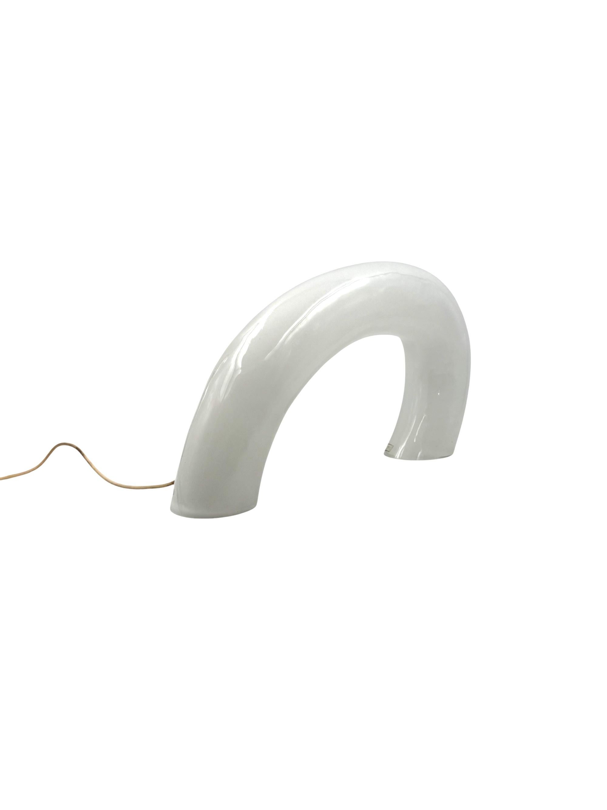 White Murano glass sculptural lamp, Barbini Italy 1970s en vente 8