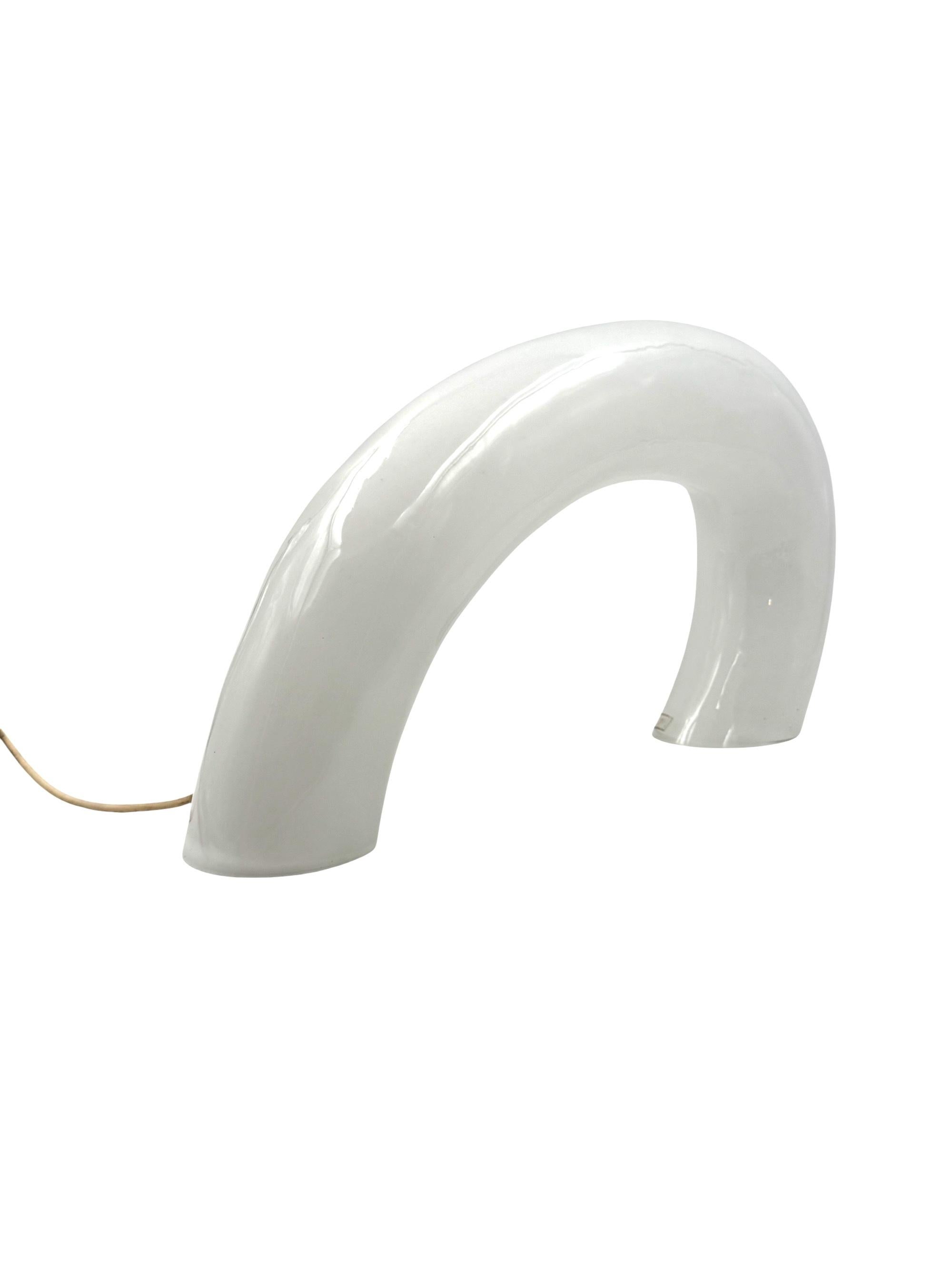 White Murano glass sculptural lamp, Barbini Italy 1970s en vente 9