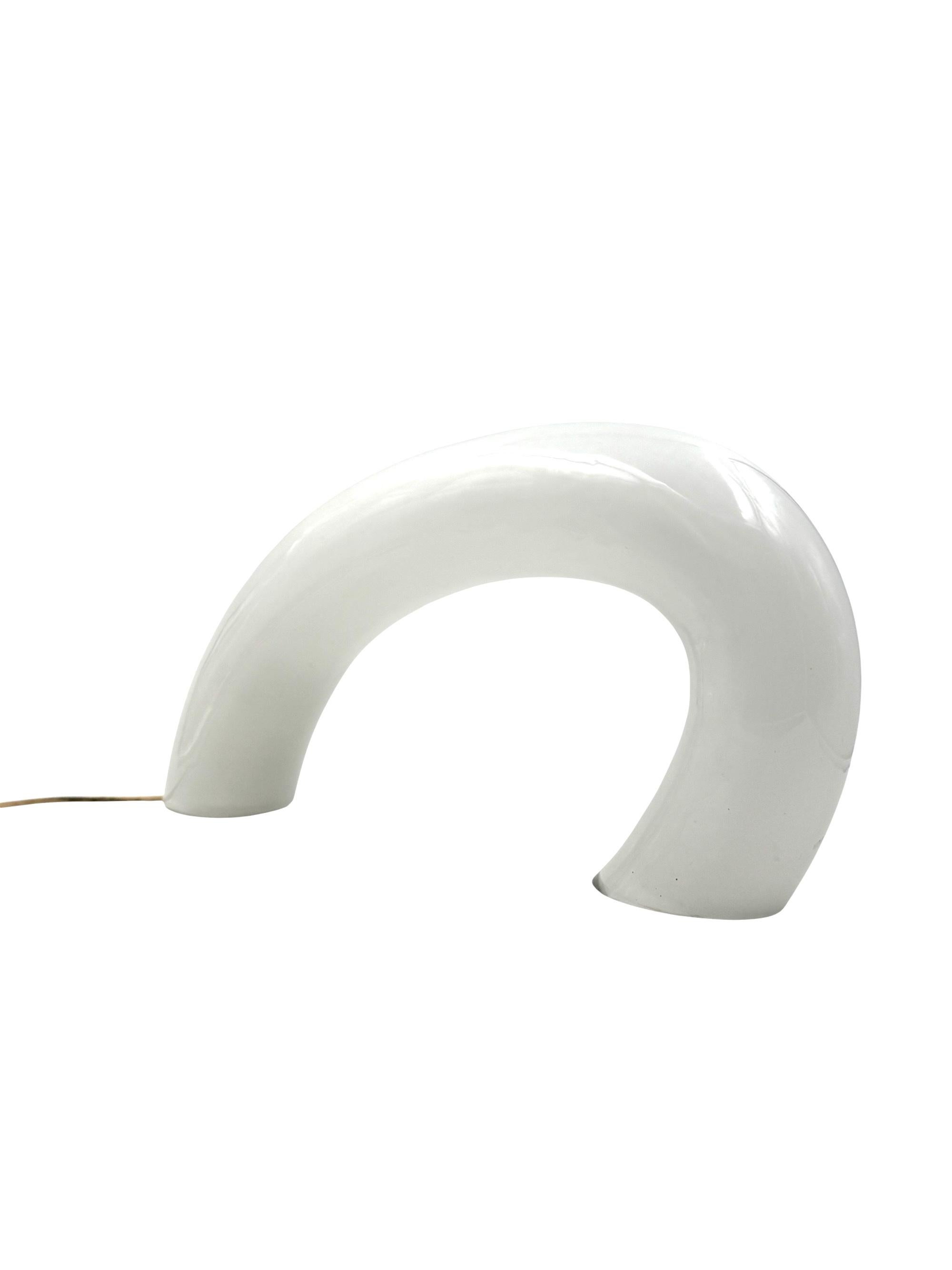 White Murano glass sculptural lamp, Barbini Italy 1970s en vente 11