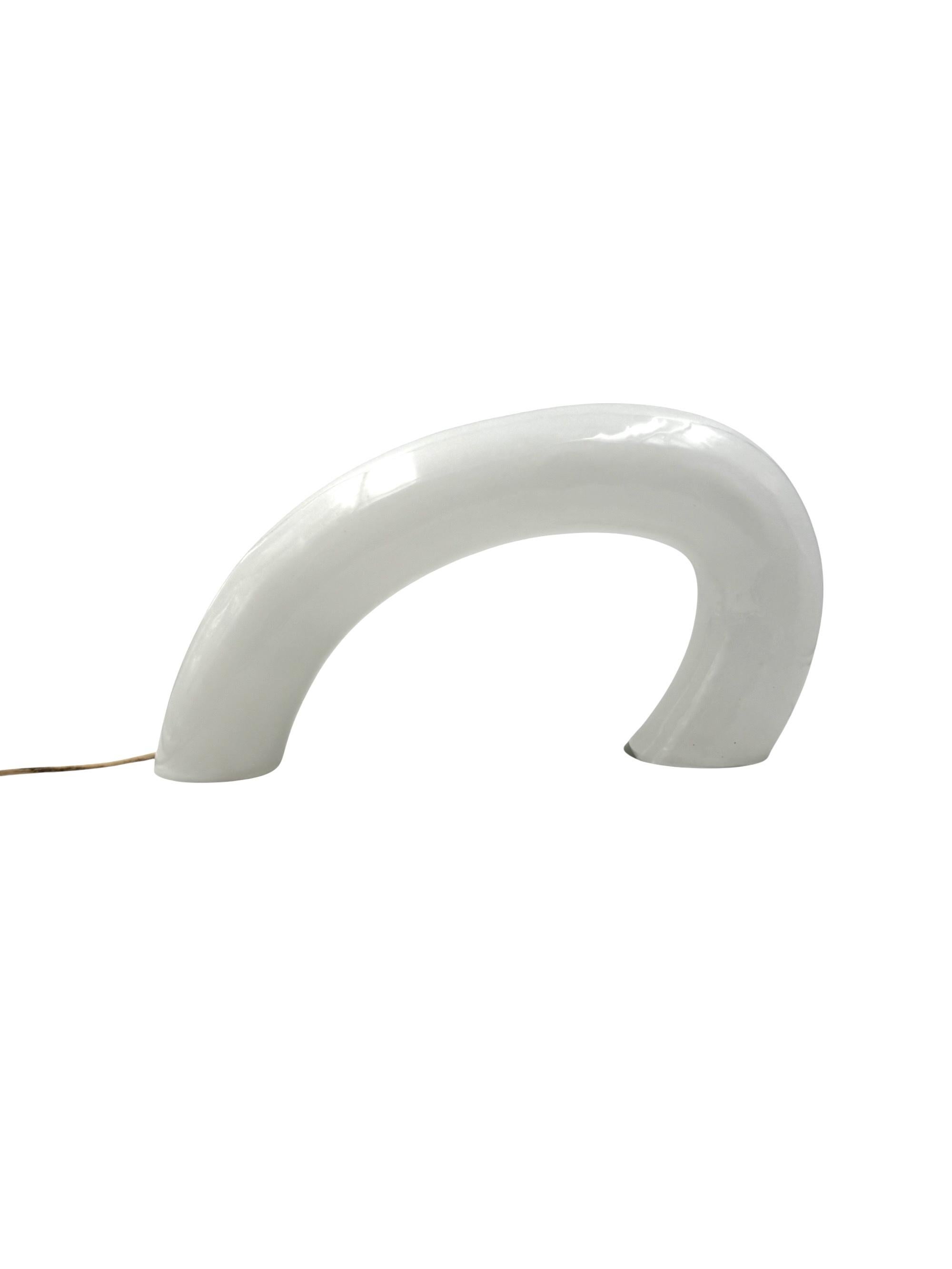White Murano glass sculptural lamp, Barbini Italy 1970s en vente 13