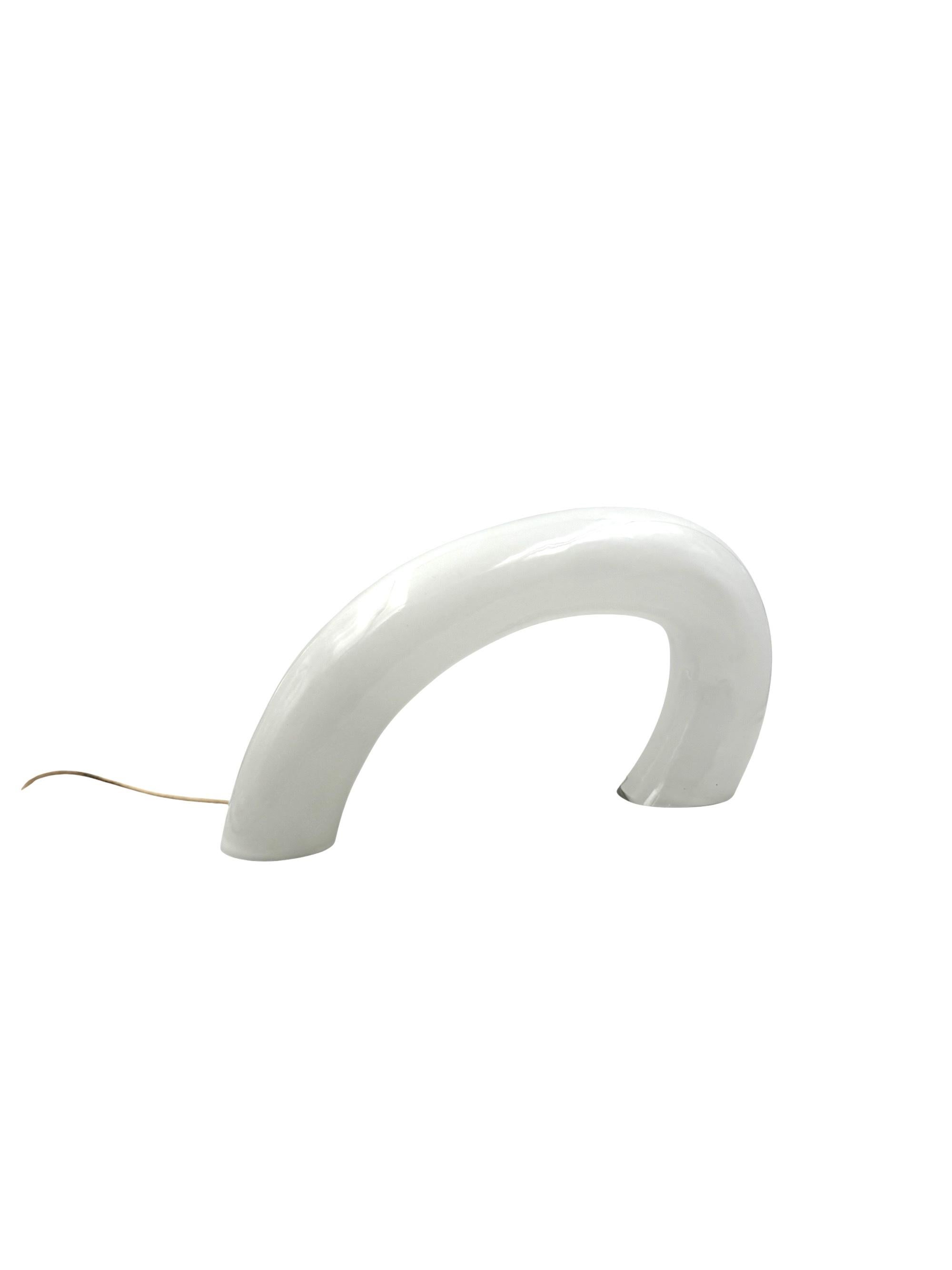 Verre brun White Murano glass sculptural lamp, Barbini Italy 1970s en vente