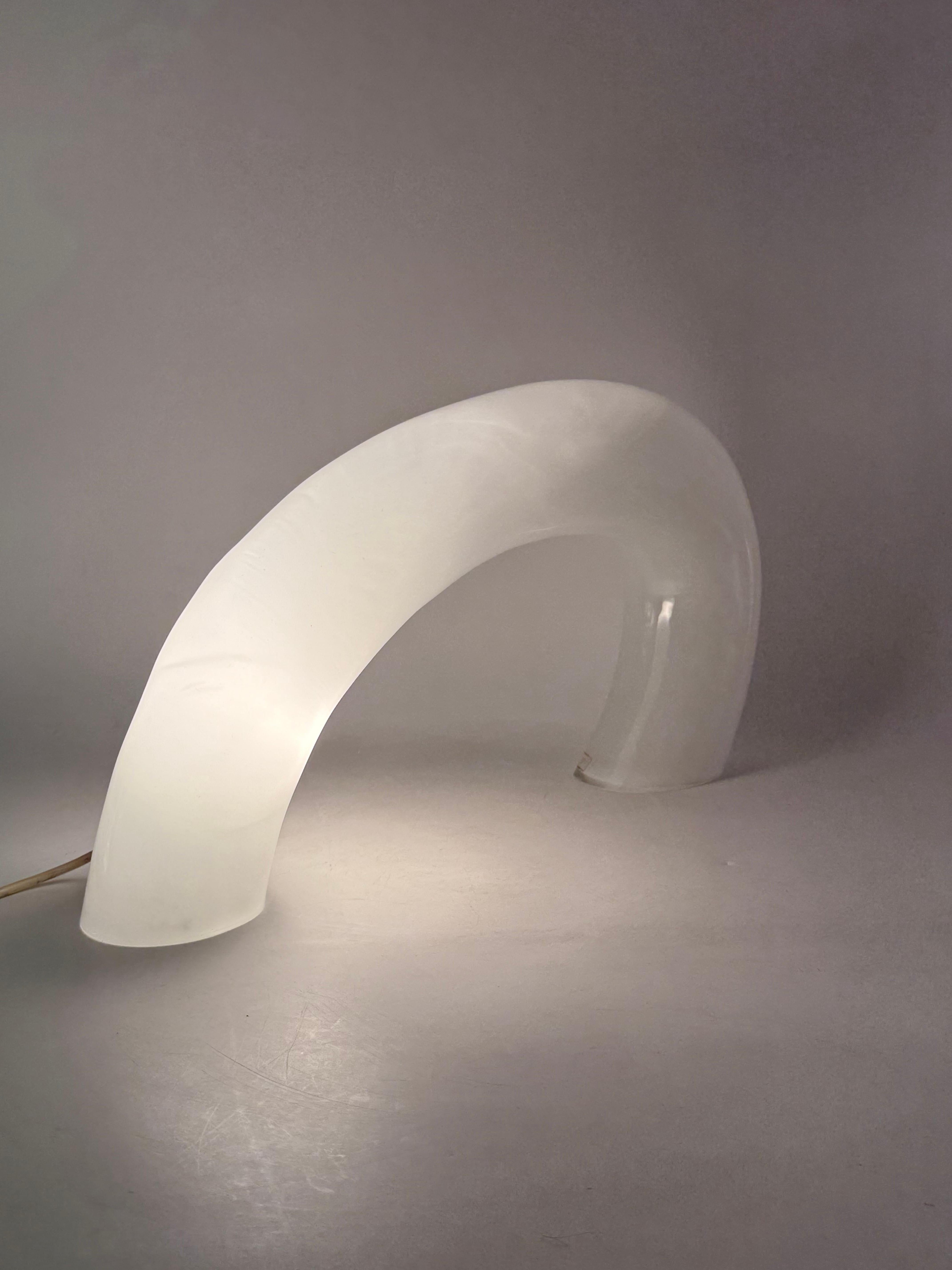 White Murano glass sculptural lamp, Barbini Italy 1970s en vente 1