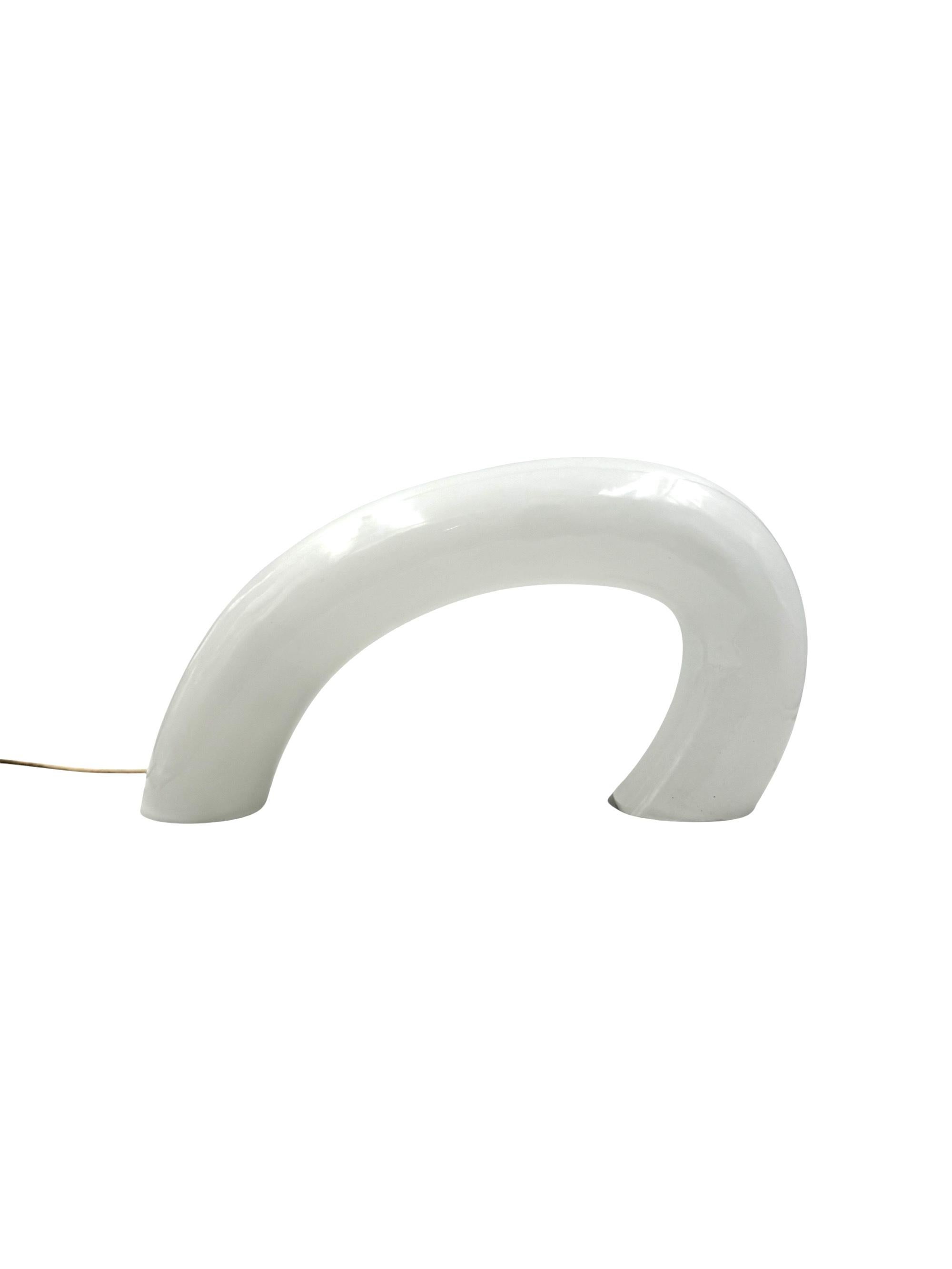 White Murano glass sculptural lamp, Barbini Italy 1970s en vente 2