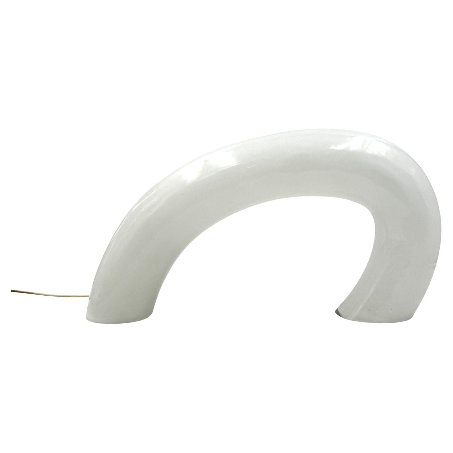 White Murano glass sculptural lamp, Barbini Italy 1970s