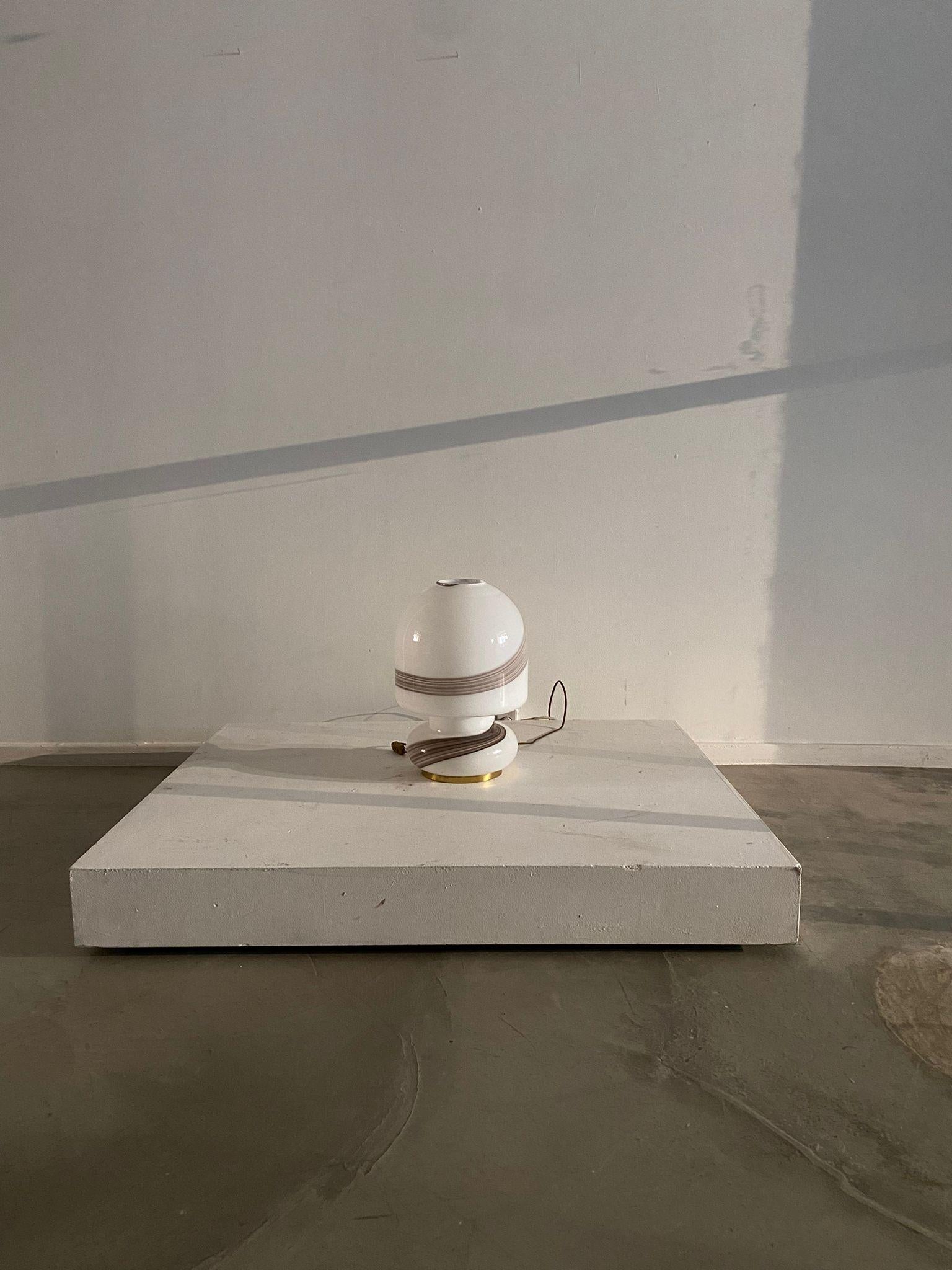 Mid-Century Modern White Murano Glass Table Lamp