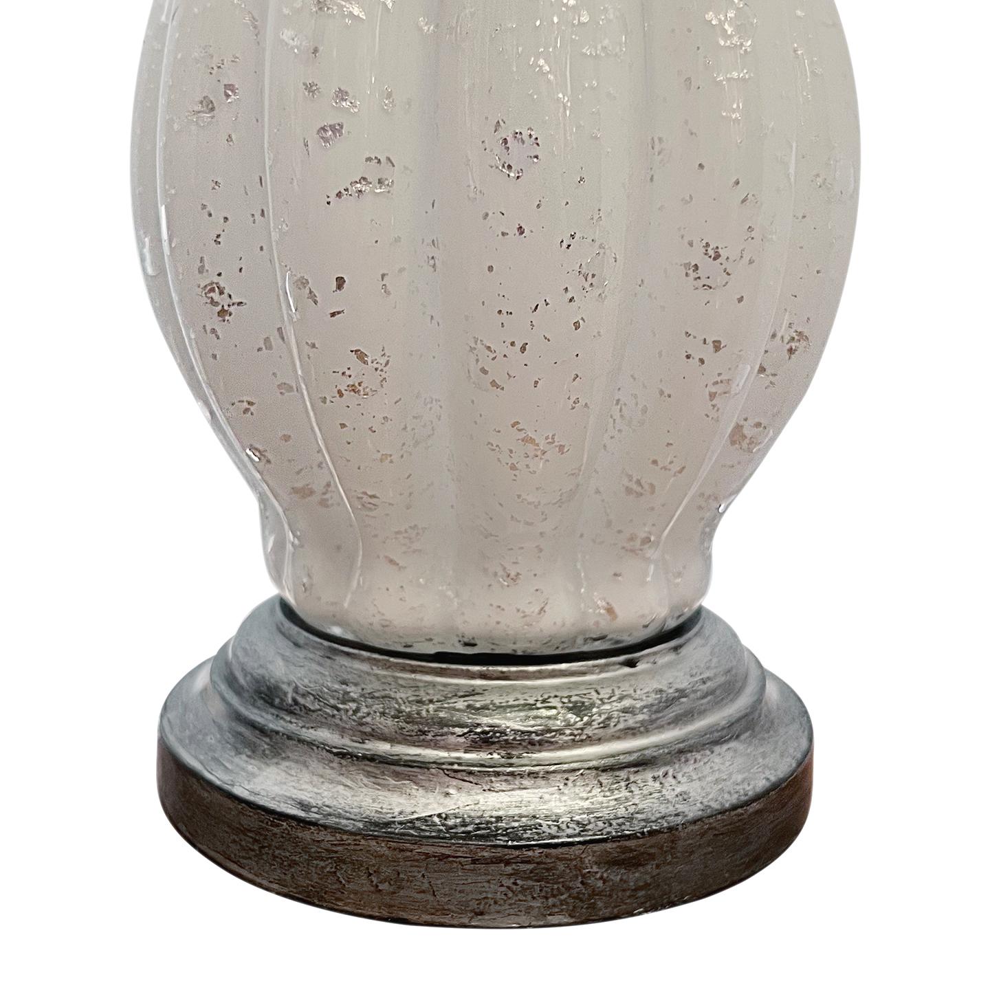 Italian White Murano Glass Table Lamps For Sale