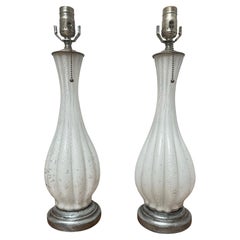 White Murano Glass Table Lamps