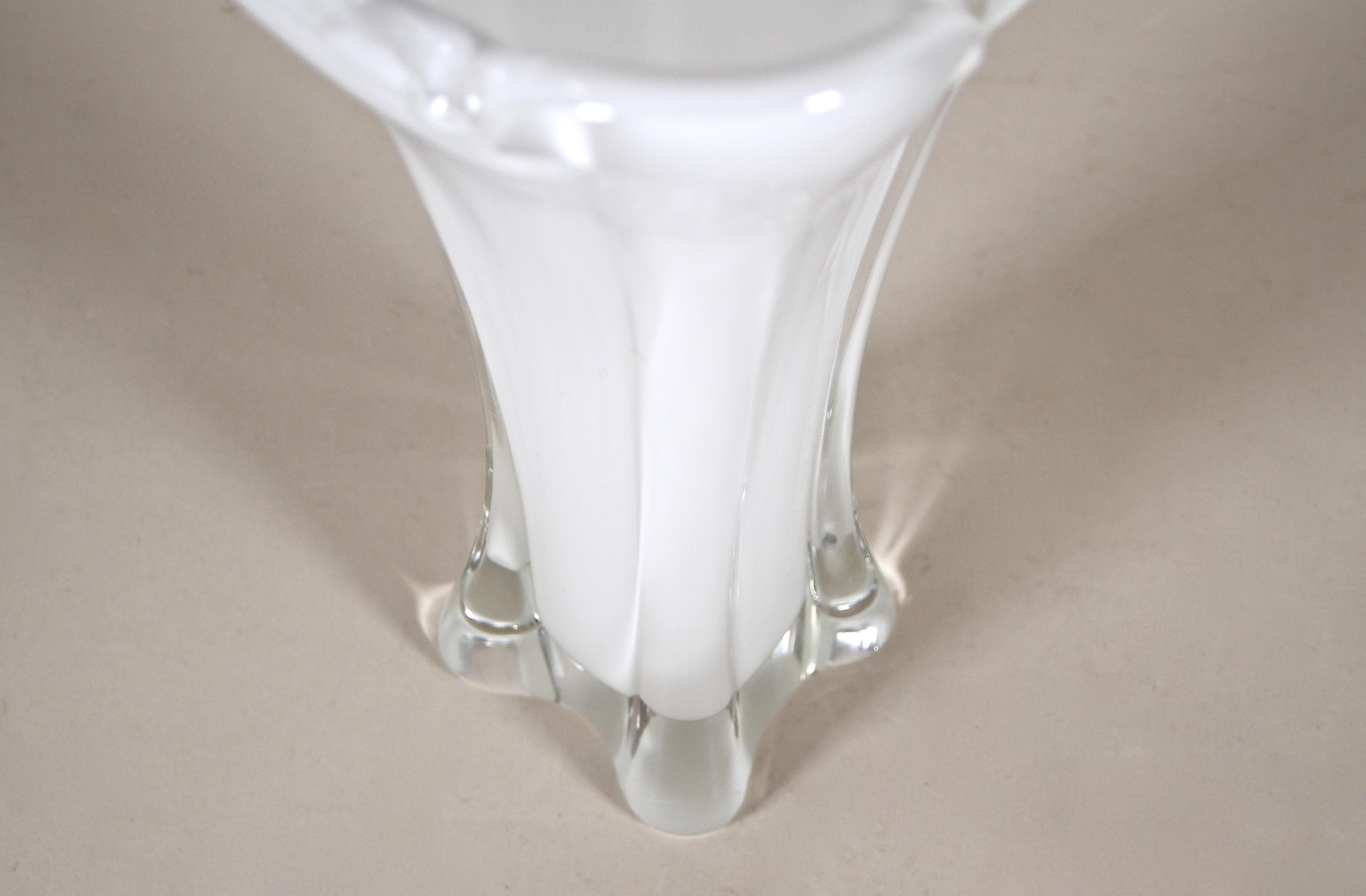 Italian White Murano Glass Vase, Flashed Glass, Mid Century, Italy, circa 1960