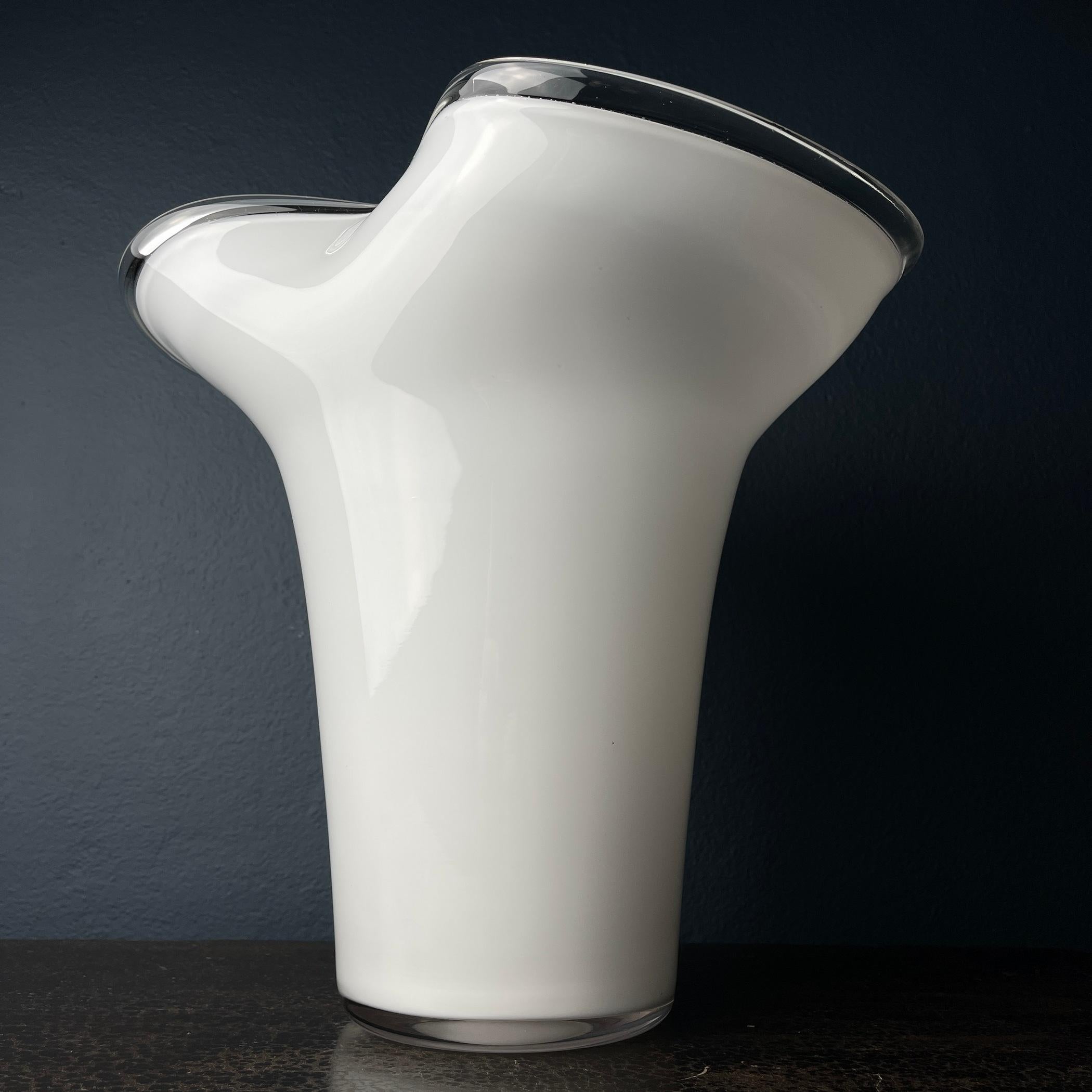 Murano Glass White murano glass vase Italy 1970s For Sale