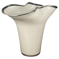 Vintage White murano glass vase Italy 1970s