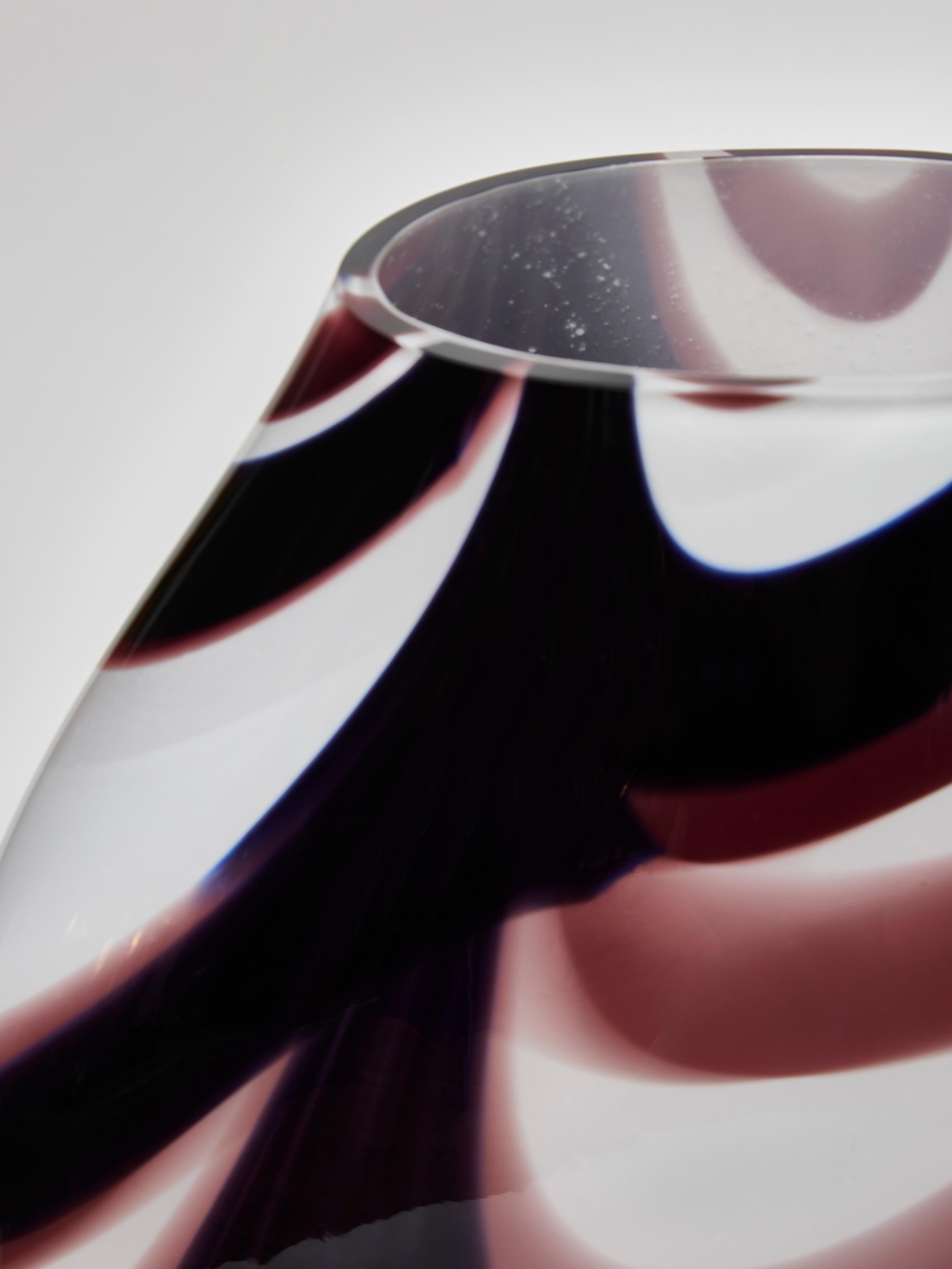 White Murano Glass Vase with Purple Streaks 1