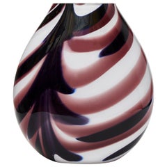 White Murano Glass Vase with Purple Streaks