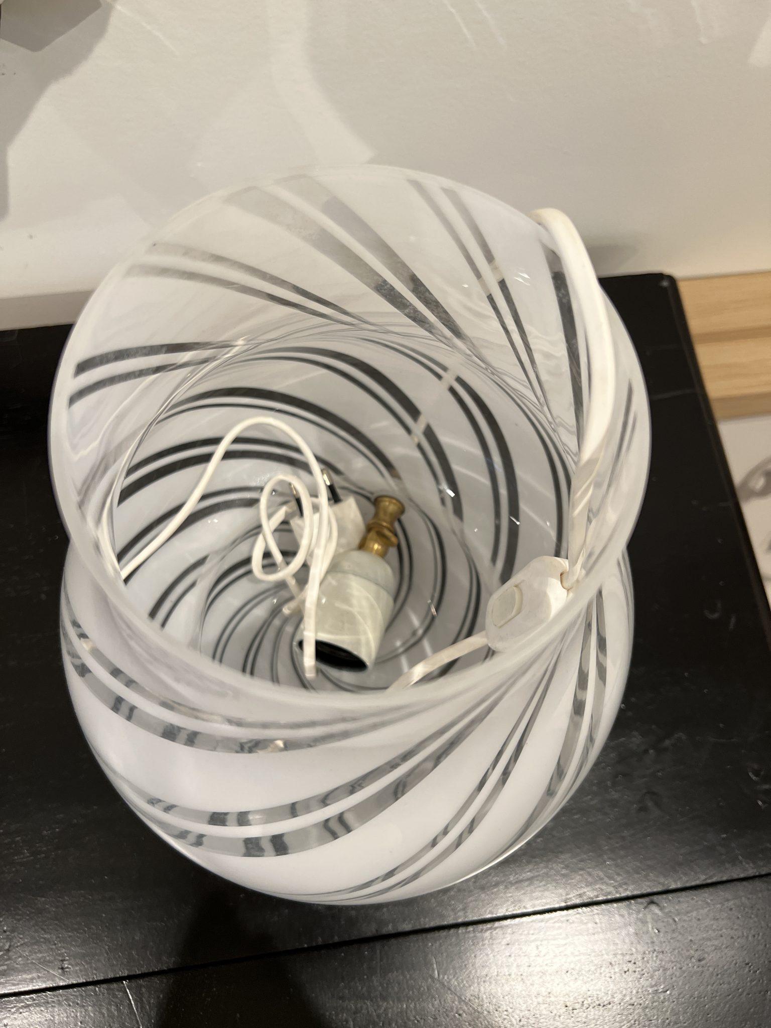 White Murano Lamp, Medium. (Two Available) In Fair Condition For Sale In New Orleans, LA
