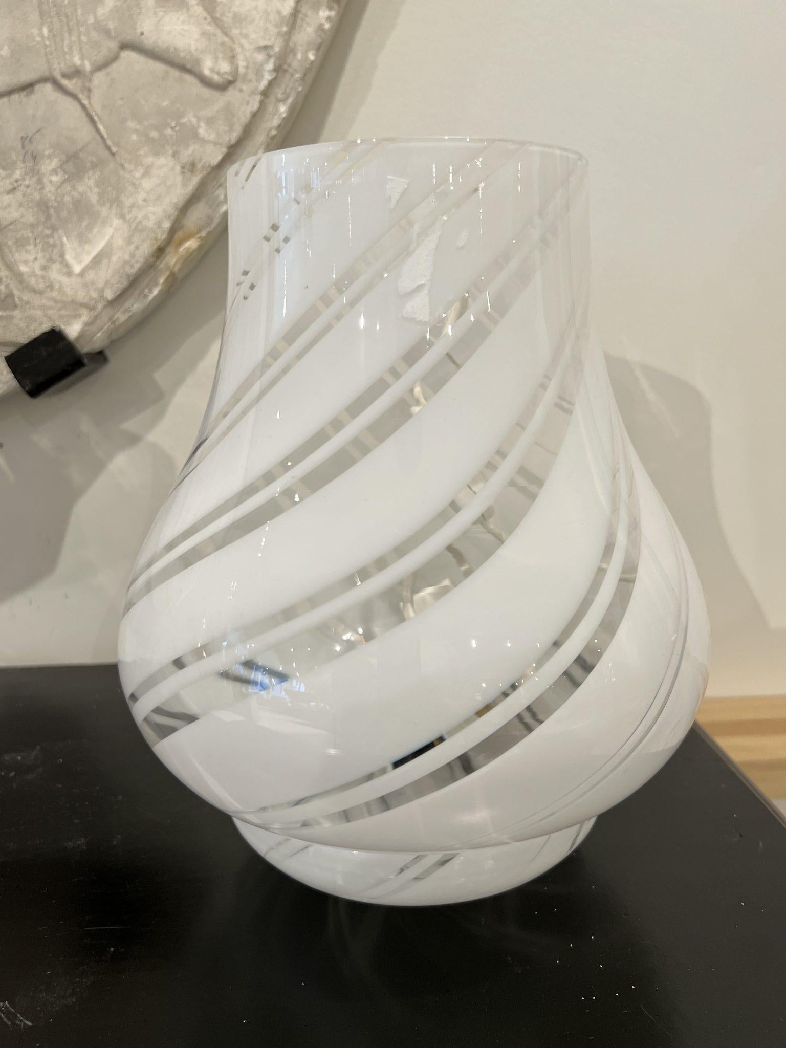 20th Century White Murano Lamp, Medium. (Two Available) For Sale