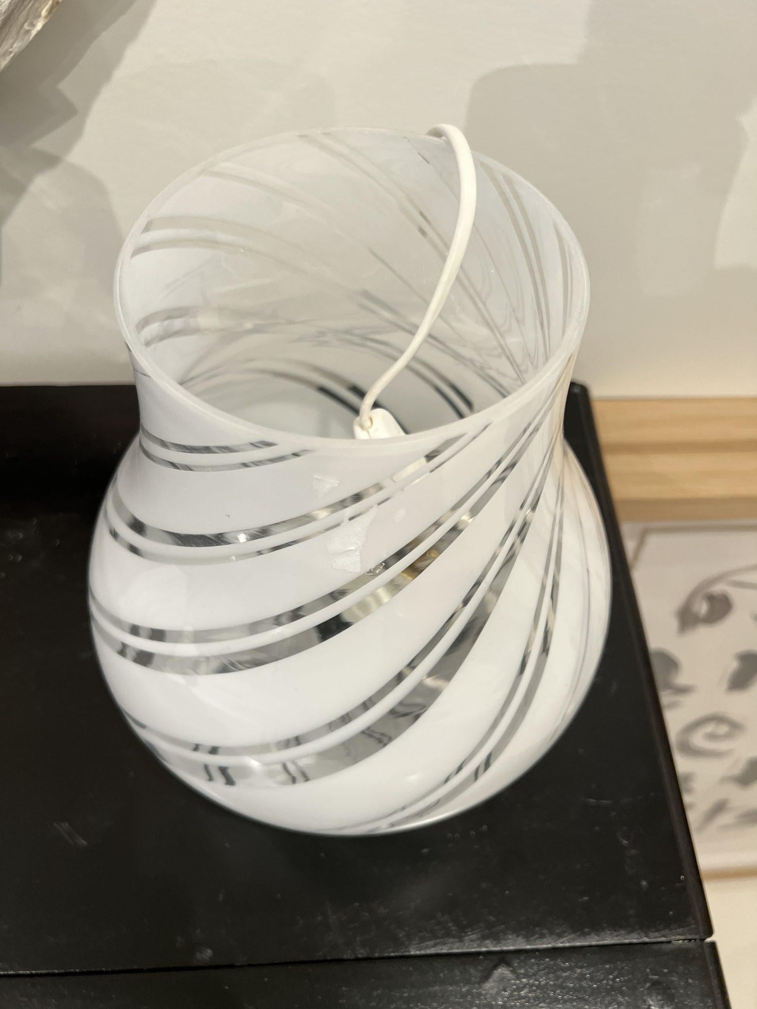 Art Glass White Murano Lamp, Medium. (Two Available) For Sale