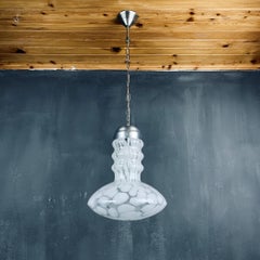 Lampe suspendue murano blanche par Carlo Nason pour Mazzega Murano, Italie, années 1960