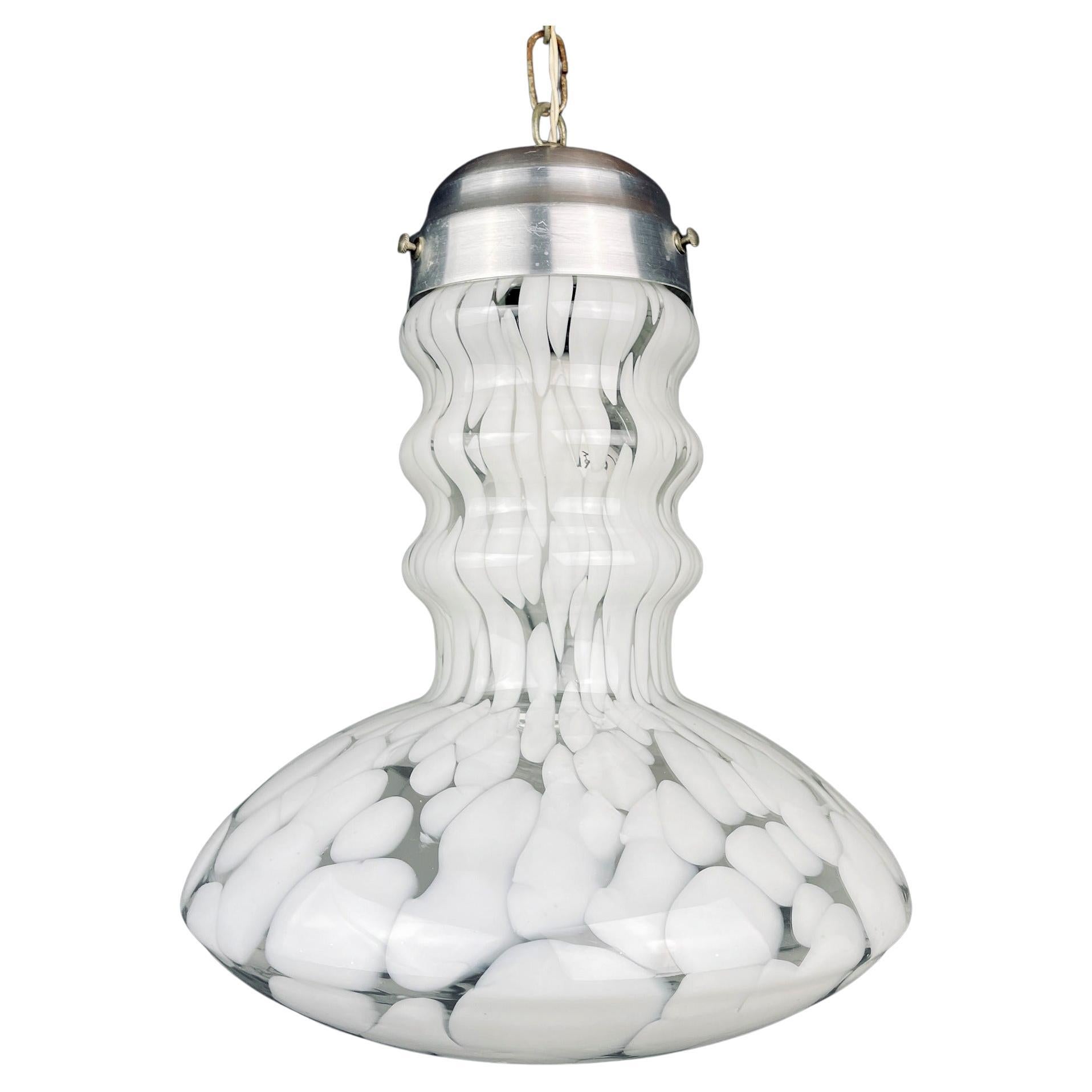 Lampada a sospensione di Murano bianca di Carlo Nason per Mazzega, Italia 1960