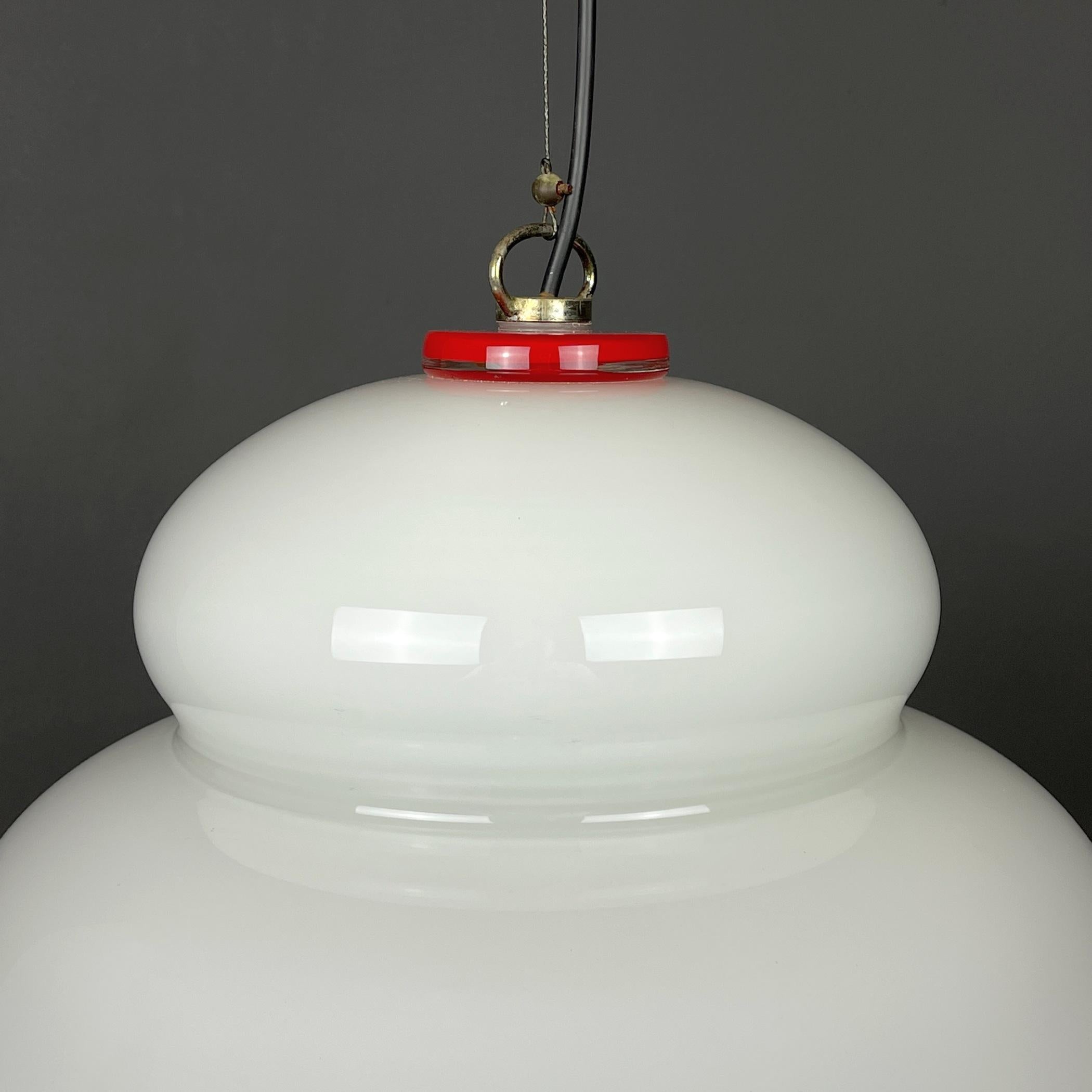 White Murano Pendant Lamp XL Chandelier, Italy, 1970s For Sale 3