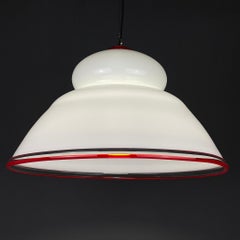 White Murano Pendant Lamp XL Chandelier, Italy, 1970s