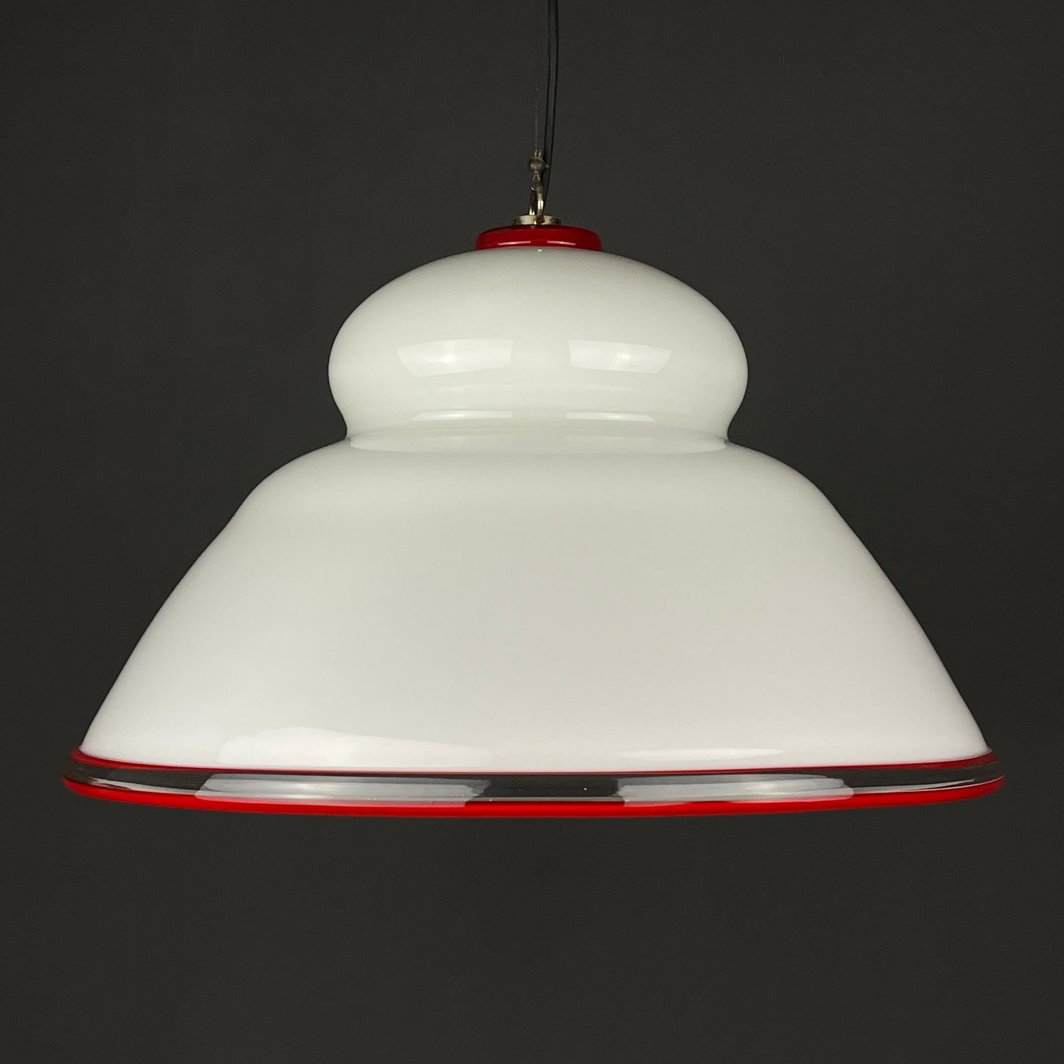 20th Century White Murano Pendant Lamp XL Chandelier, Italy, 1970s For Sale