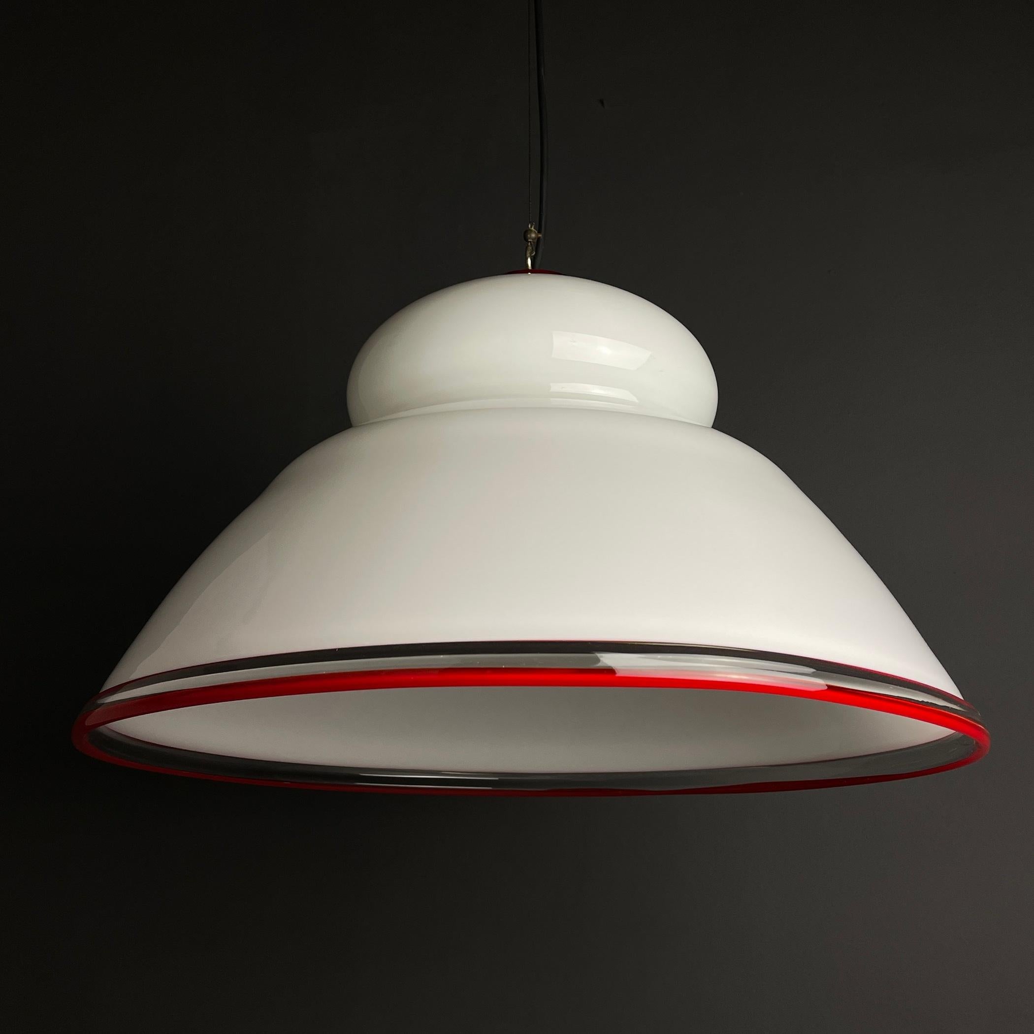 White Murano Pendant Lamp XL Chandelier, Italy, 1970s For Sale 2
