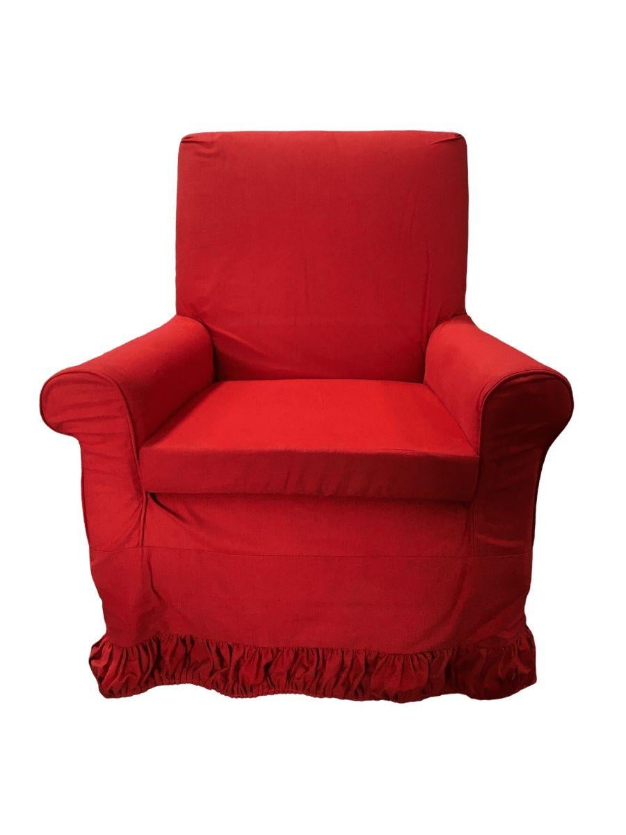 Fabric White Muslim Lounge Armchairs with Red Cover and Skirt For Sale