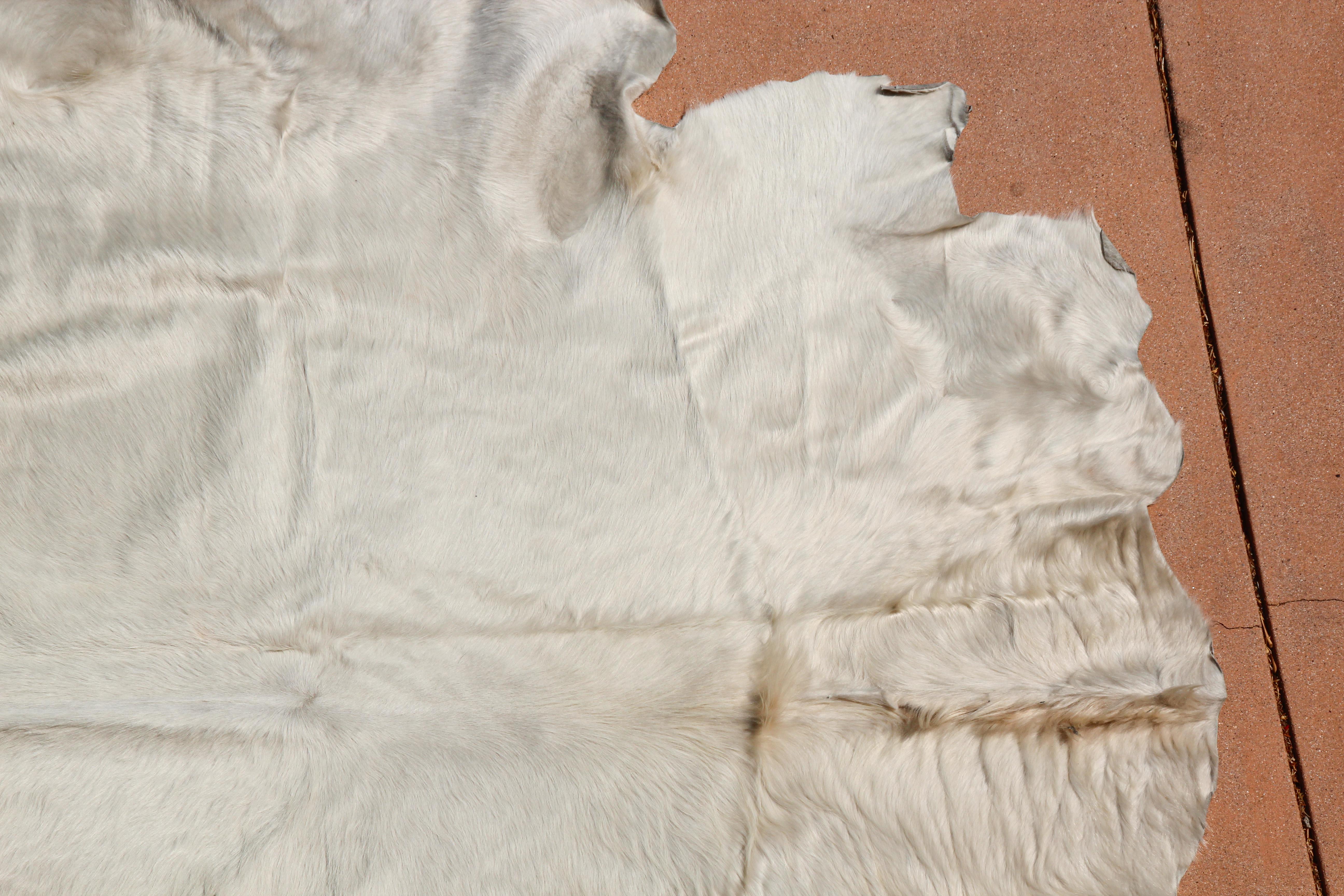 Weißer Teppich aus natürlichem Rindsleder Argentinien (Volkskunst) im Angebot