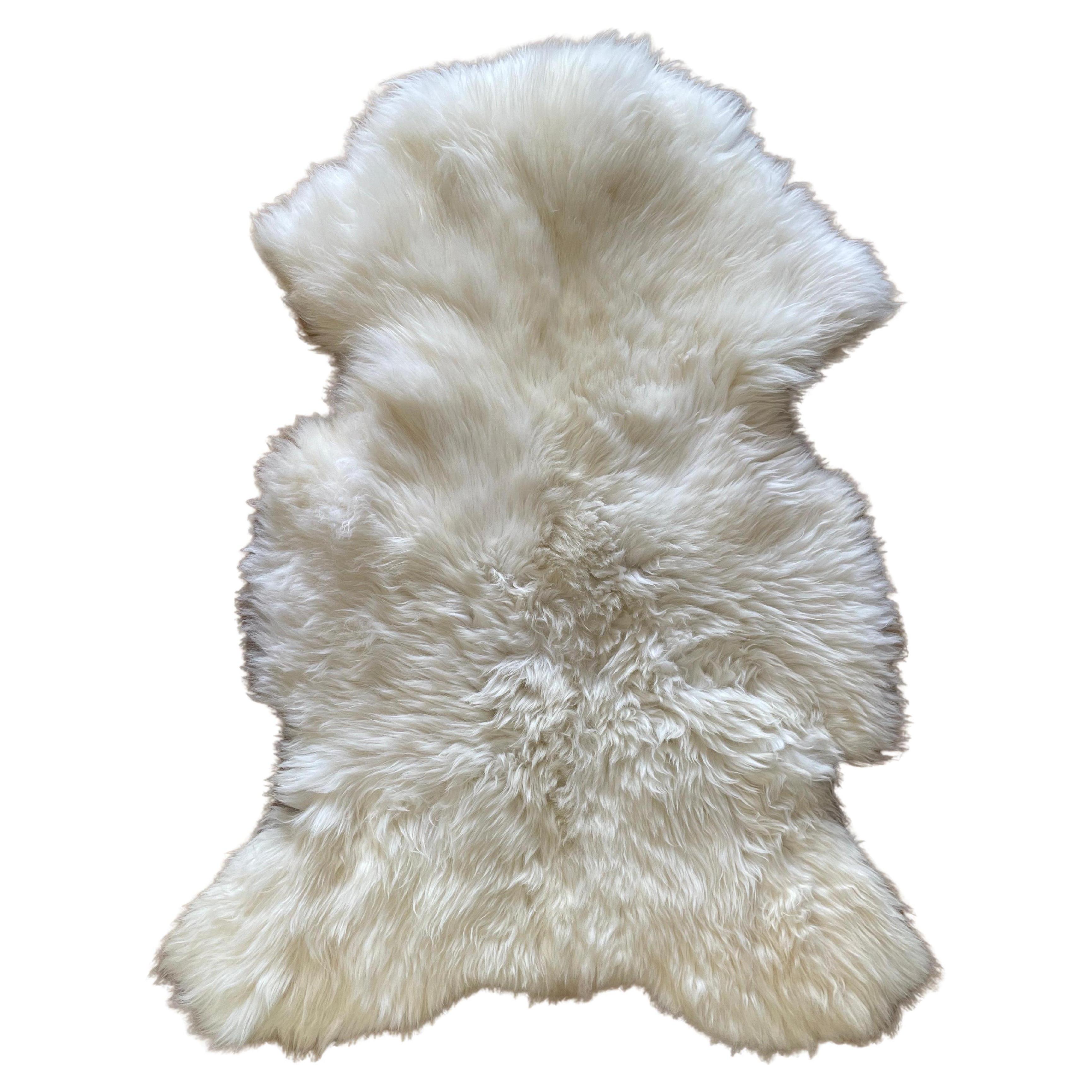 White Natural Sheepskin Hide Rug or Throw For Sale