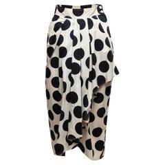 White & Navy Loewe Polka Dot Pencil Skirt