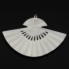 White Nephrite Jade Carved Fan Pendant