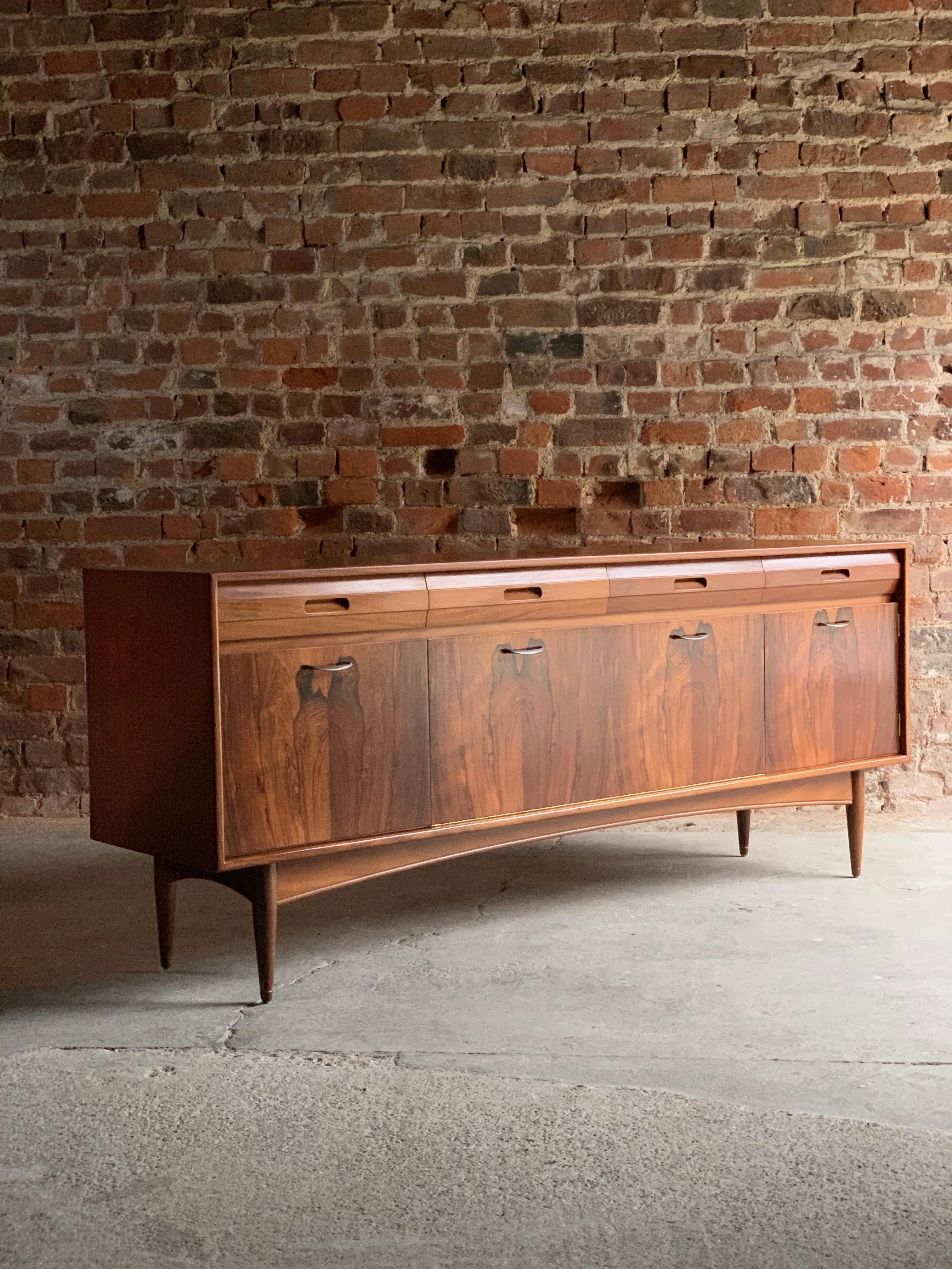 White & Newton of Portsmouth Rosewood & Teak Sideboard Credenza Midcentury, 1960 For Sale 2