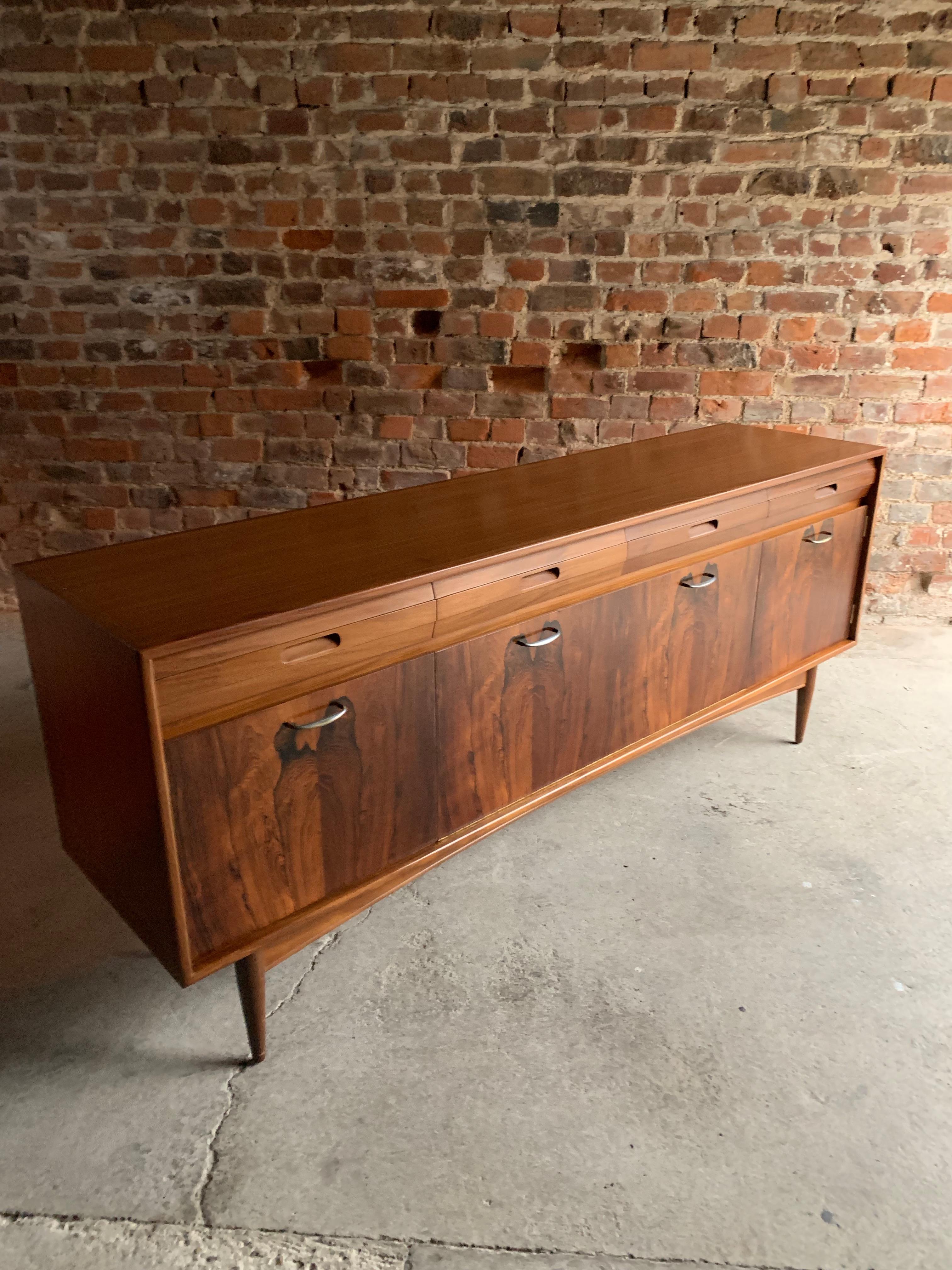White & Newton of Portsmouth Rosewood & Teak Sideboard Credenza Midcentury, 1960 For Sale 1