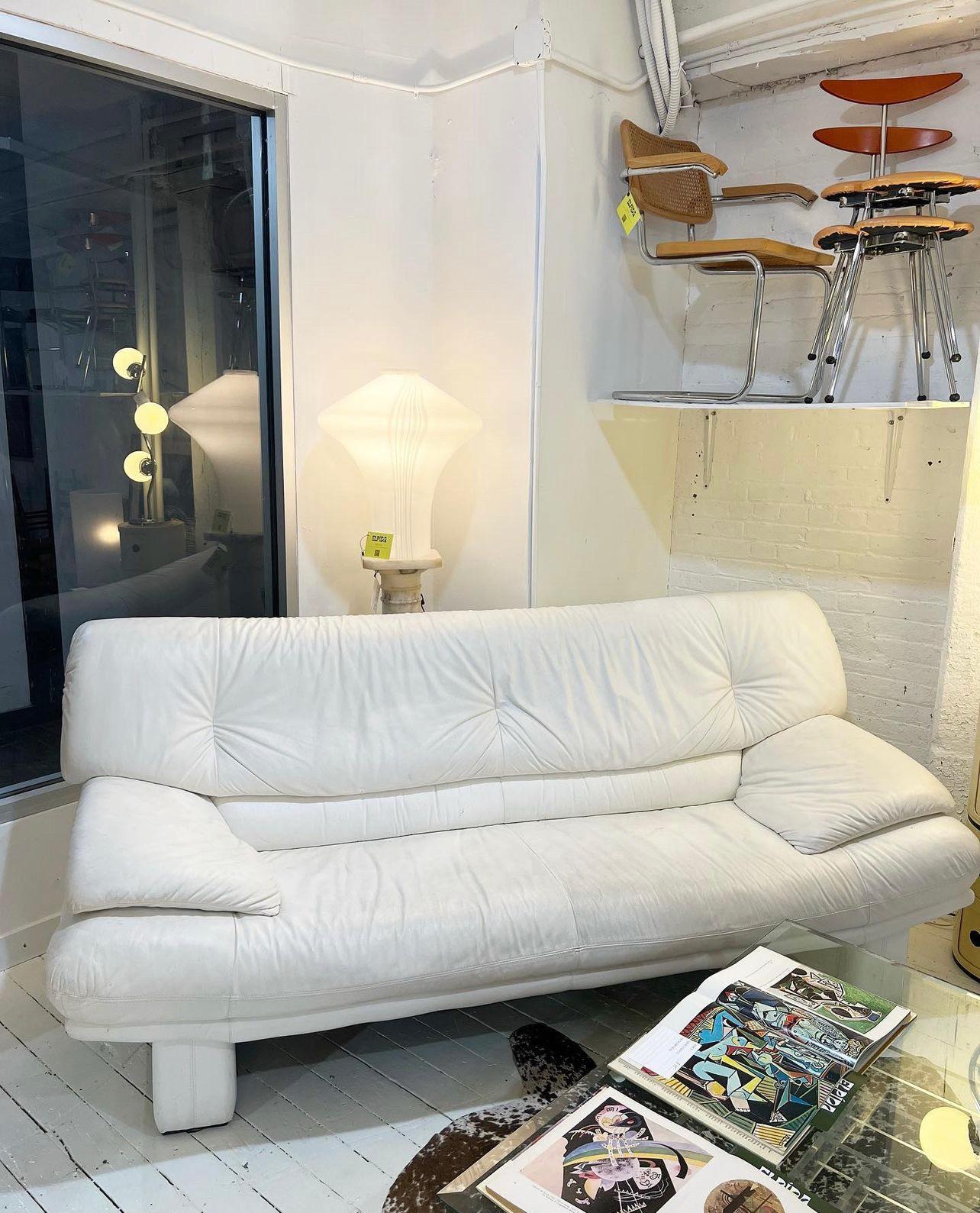 Italian White Nicoletti Salotti Leather Sofa